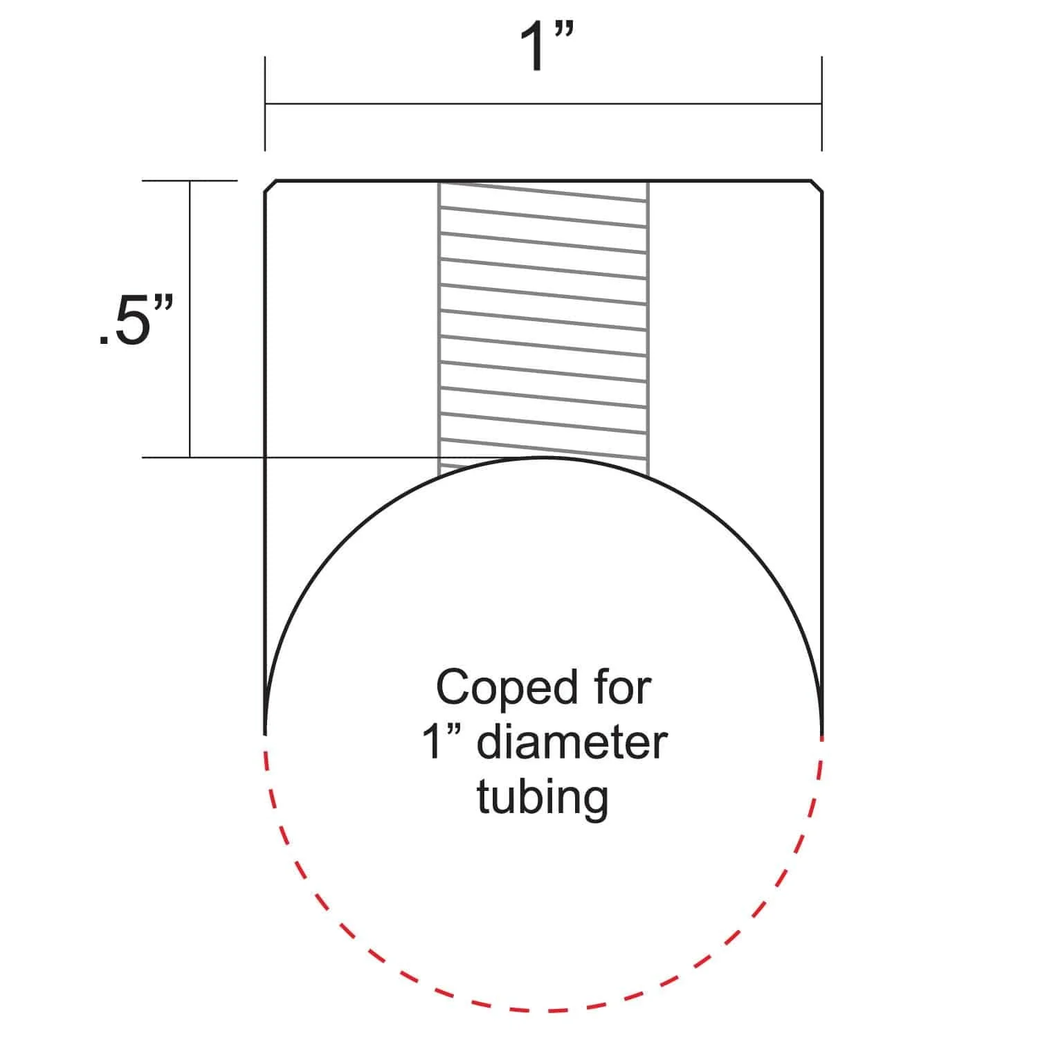 Coped Steel Bungs 1 inch Dia. 1/2 inch long - 3/8-16 thread - 2 pack - Image 3