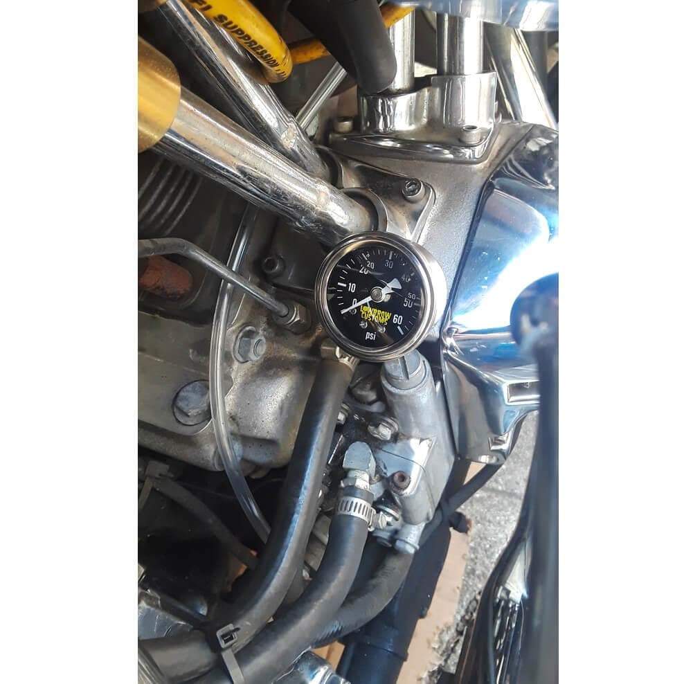 60 PSI Harley Oil Pressure Gauge - Black Face - Image 11