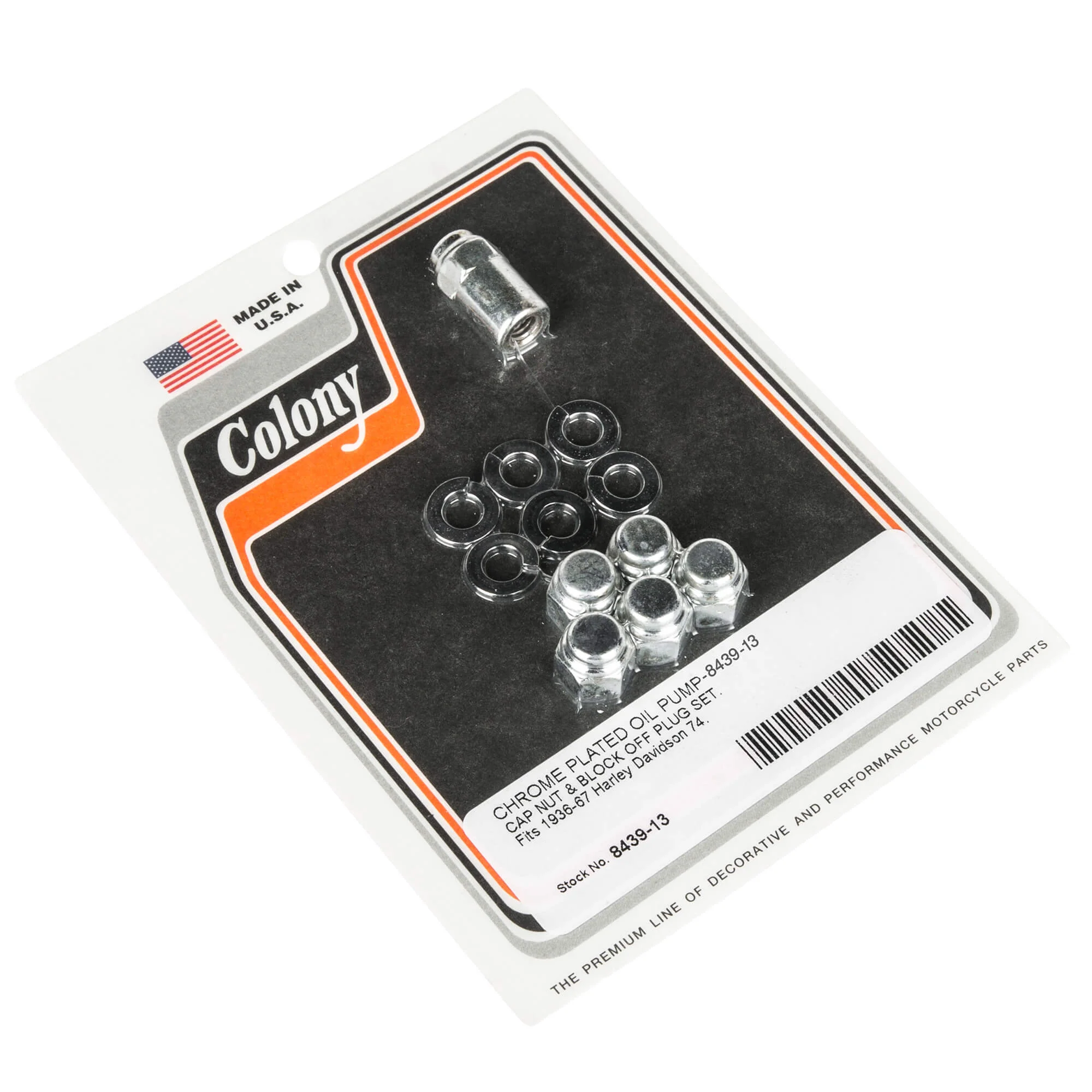 #8439-13 Oil Pump Cap Nut / Block Off Plug Chrome Cap Nut Set Harley 1936-67