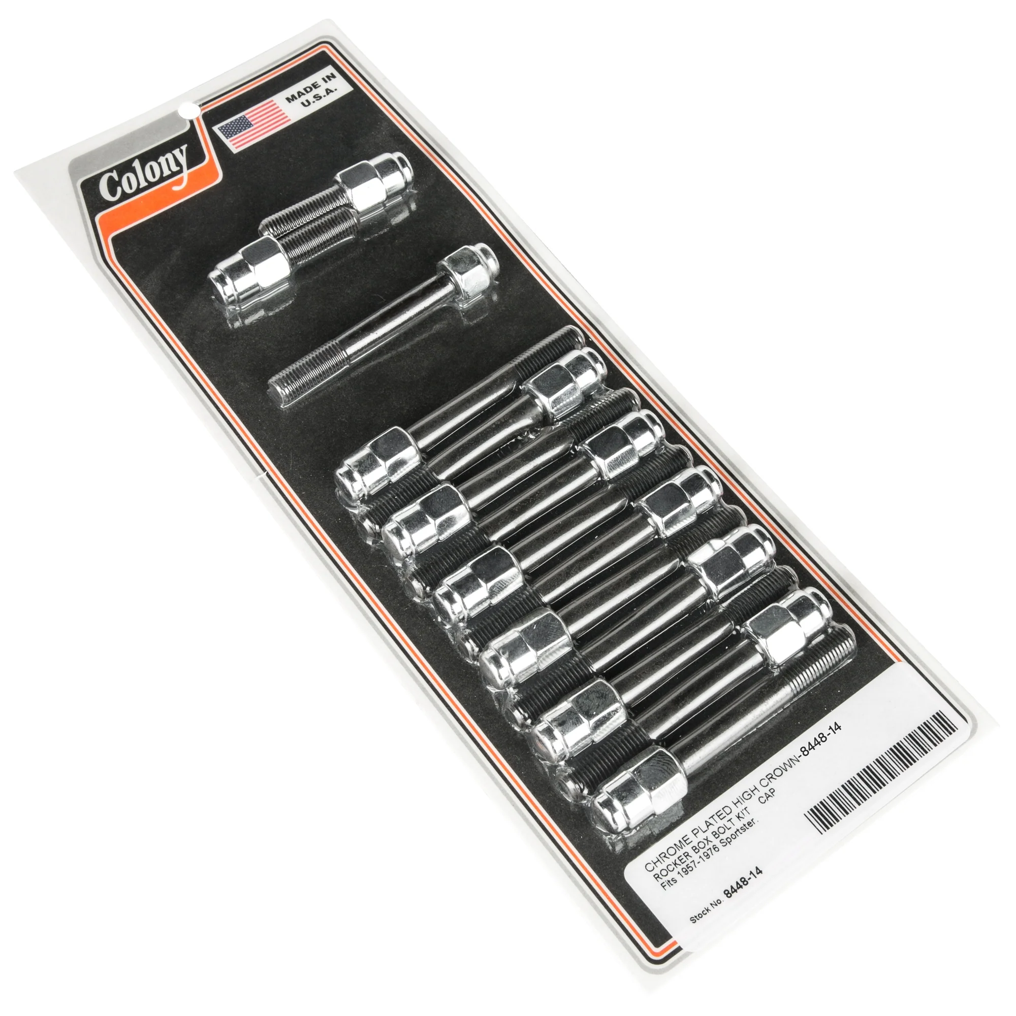 #8448-14 Rocker Box High Crown Chrome Cap Bolt Kit Harley Sportster 1957-76