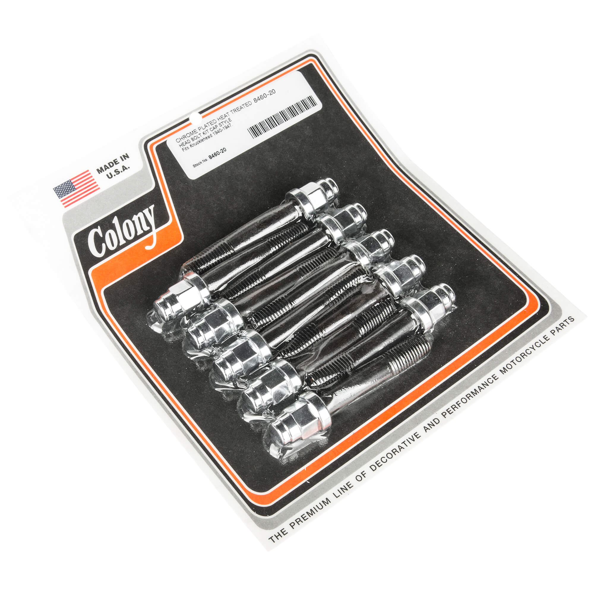 #8460-20 Heat Treated Chrome Cap Style Head Bolt Kit Harley Knucklehead 1940-47
