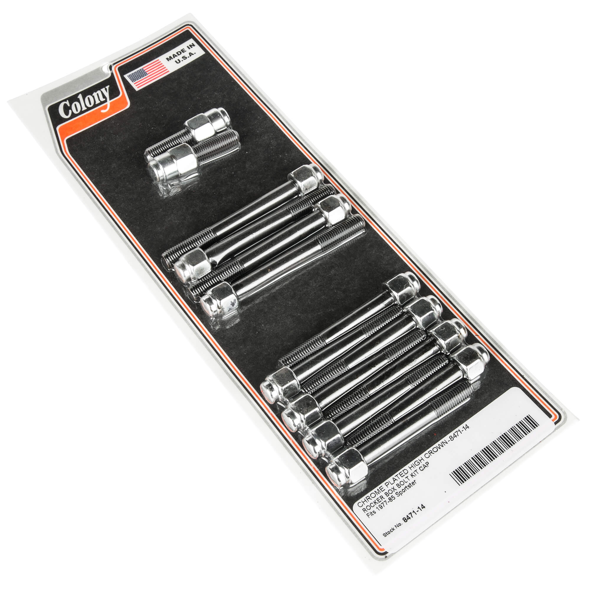 #8471-14 Rocker Box High Crown Chrome Cap Bolt Kit Harley Sportster 1977-85
