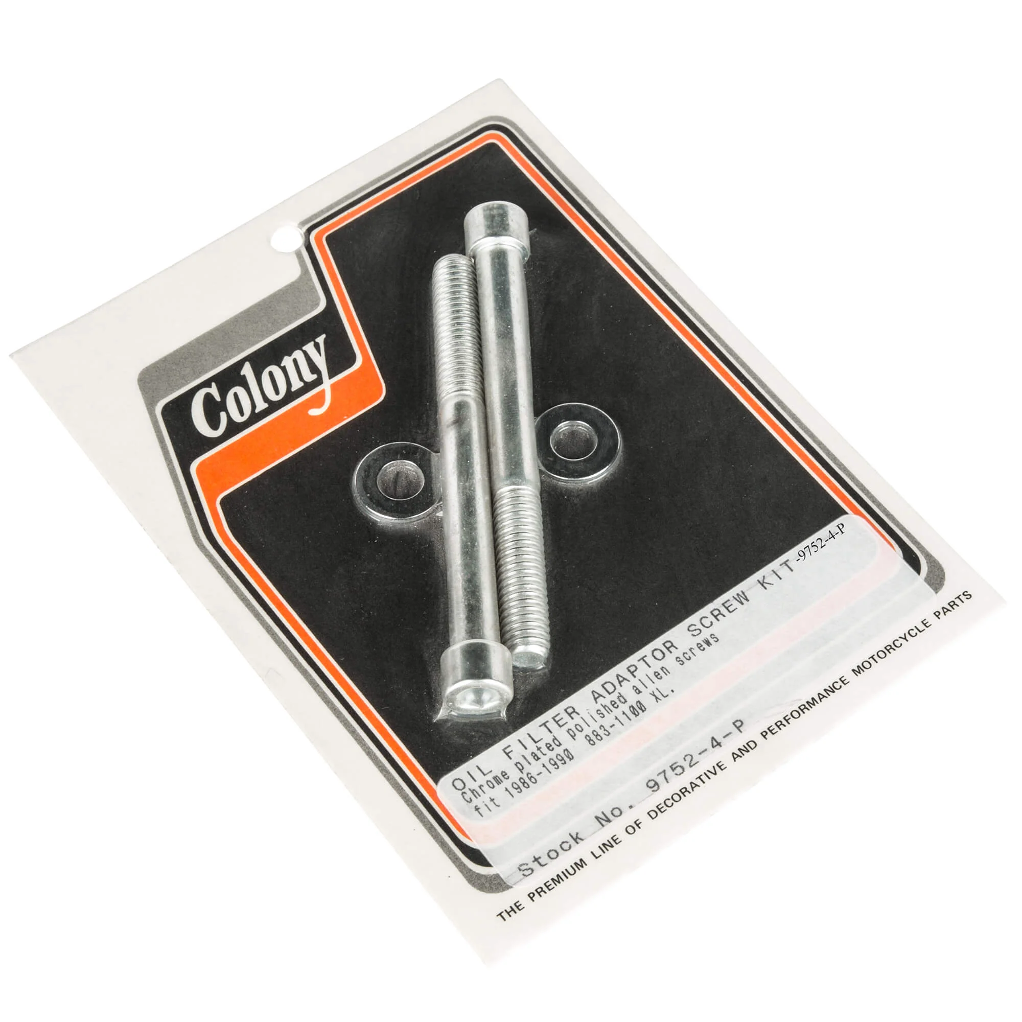 #9752-4-P Oil Filter Adaptor Smooth Chrome Screw Kit Harley XL 1986-1990