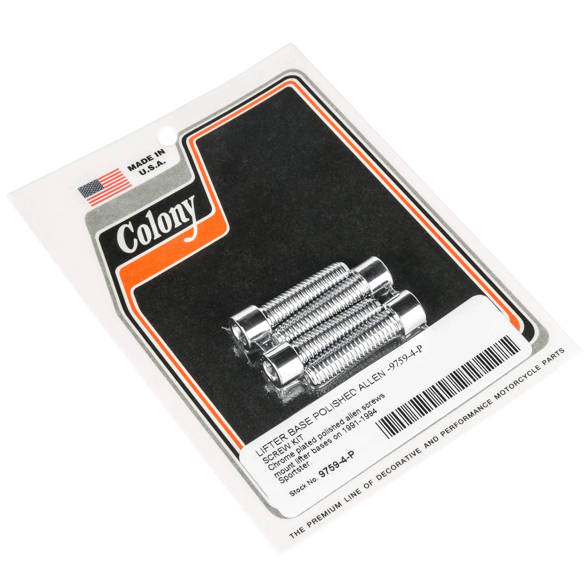 #9759-4-P Lifter Base Smooth Chrome Allen Screw Kit Harley Sportster 1991-94