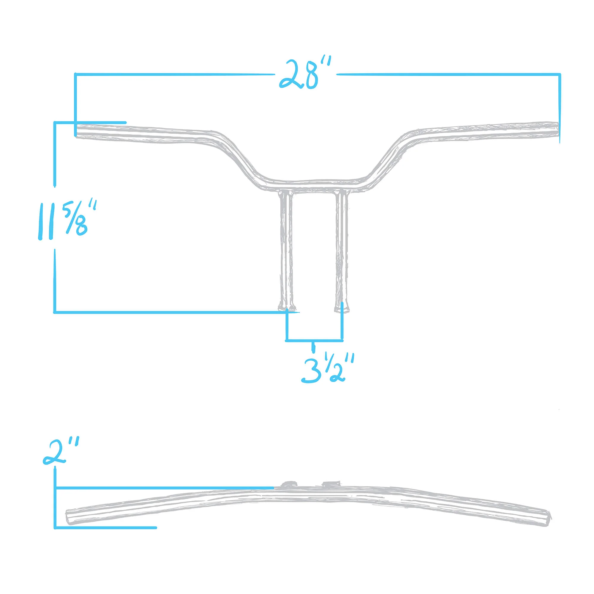 High Rise Riserless Tracker Handlebars - 1 inch - Stainless Steel - Image 3