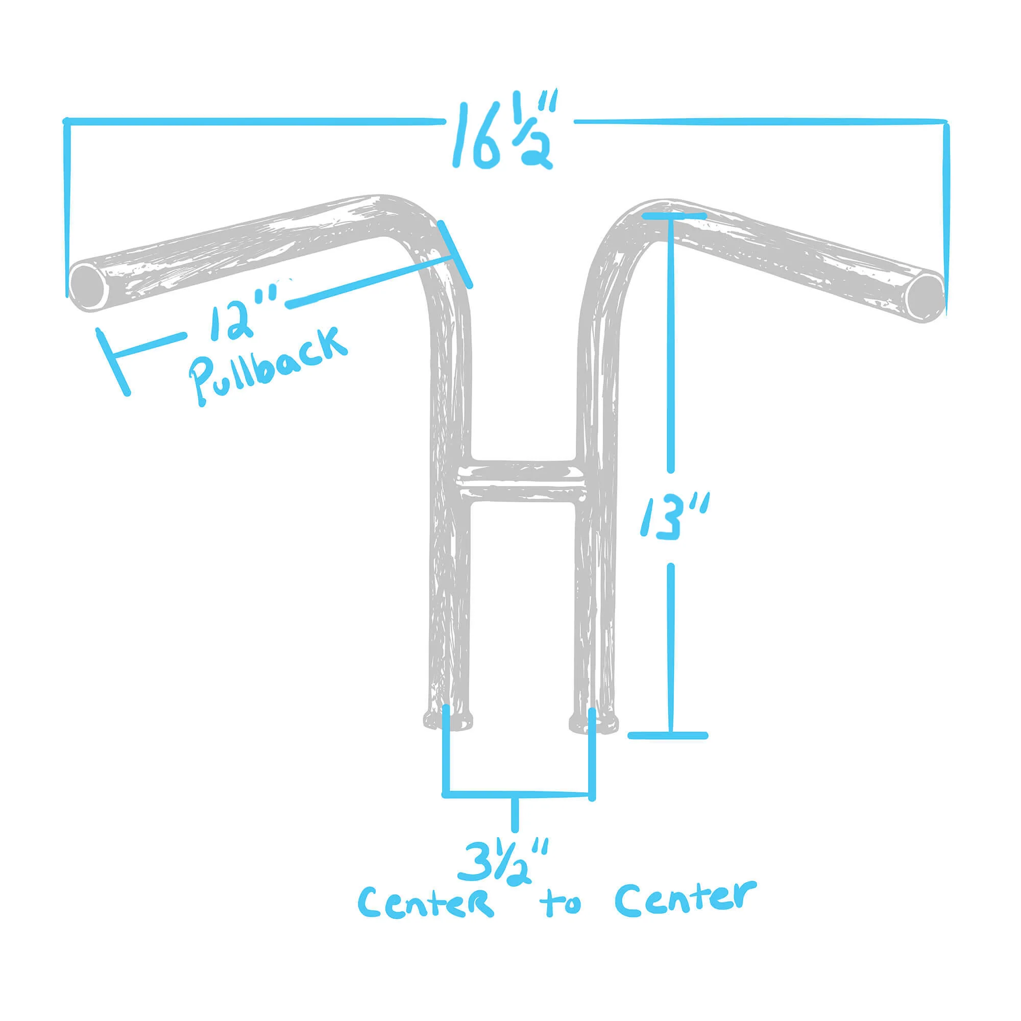 Rabbit Ears Handlebars - 12 inch Rise - 1 inch - Stainless Steel - Image 3