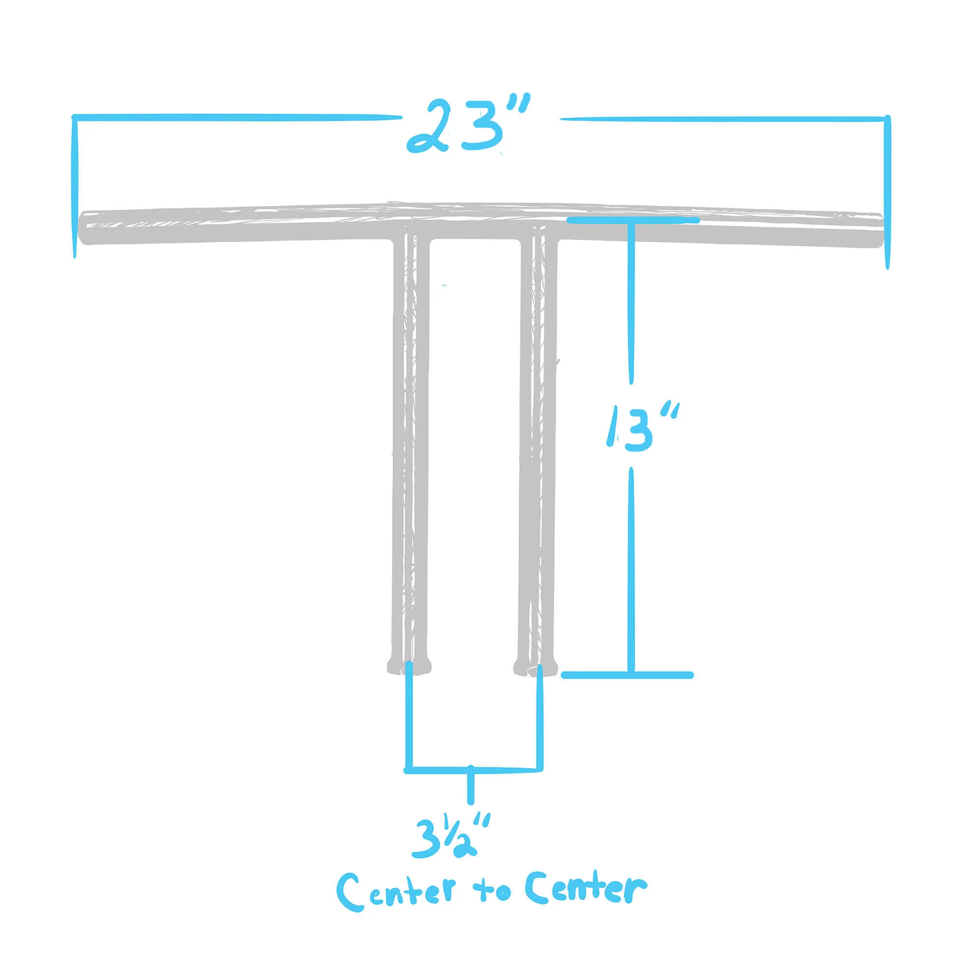 T-Bar Handlebars - 12 inch Rise - 1 inch - Stainless Steel - Image 3