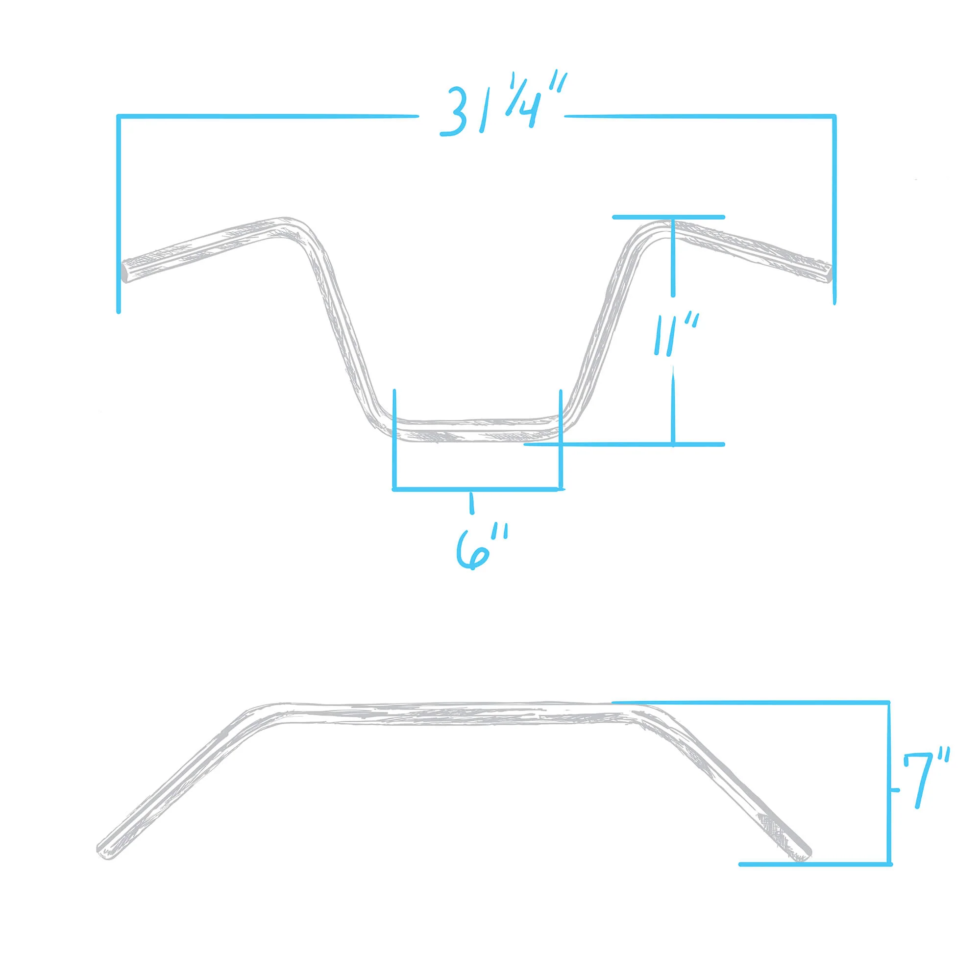 Wide Bottom Springer Ape Hanger Handlebars - 11 inch Rise - 1 inch  - Stainless Steel - Image 3
