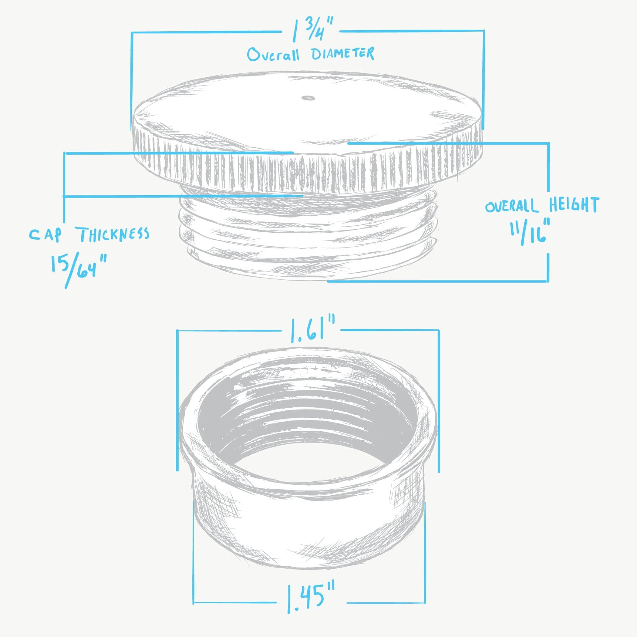 Aluminum Gas Filler Cap with Weld-In Steel Bung - Vented - Image 3