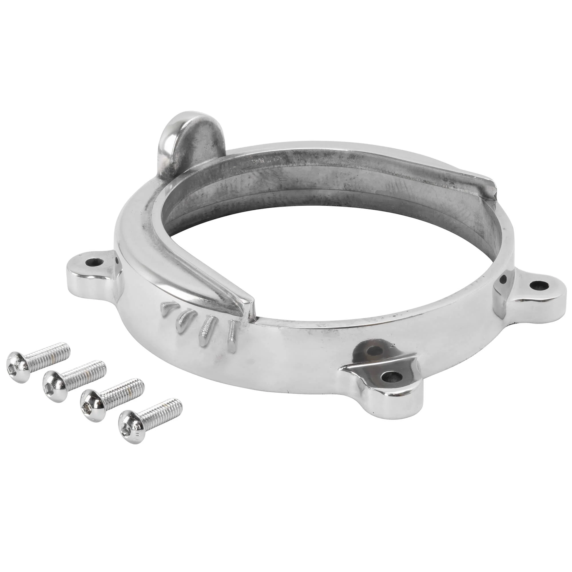 Cast Alternator Shroud Cover for Open Belt Drives fits 1970-2006 Harley-Davidson Big Twins - Polished - Image 3