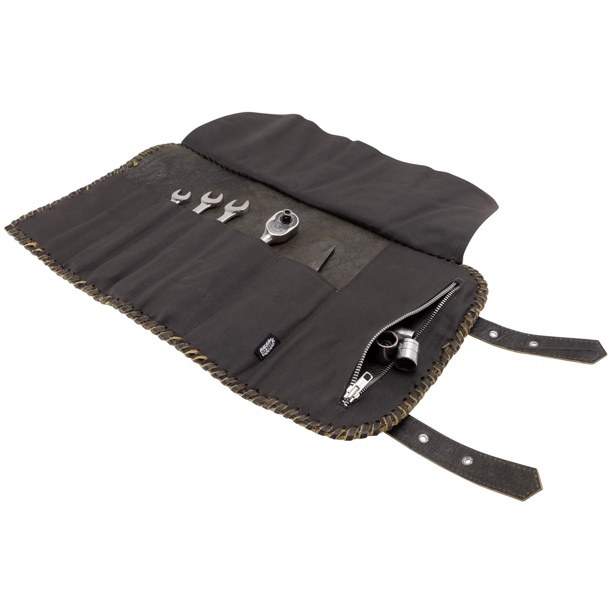 Braided Black Leather Tool Roll - Image 6