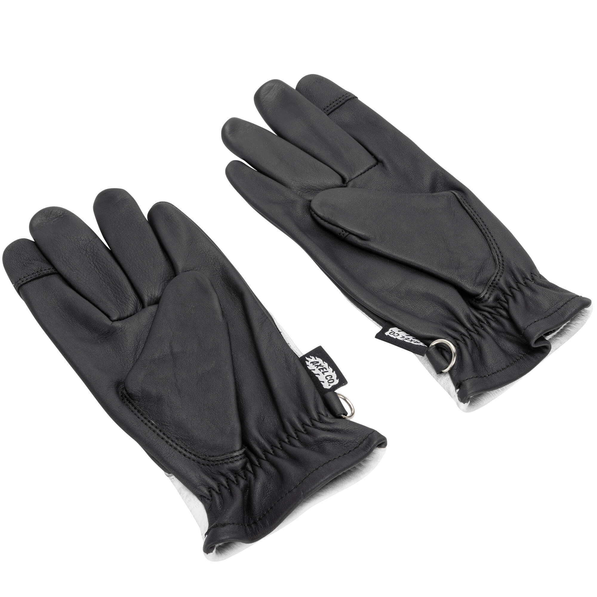 White Flamed Cowhide Gloves - Black - Image 4
