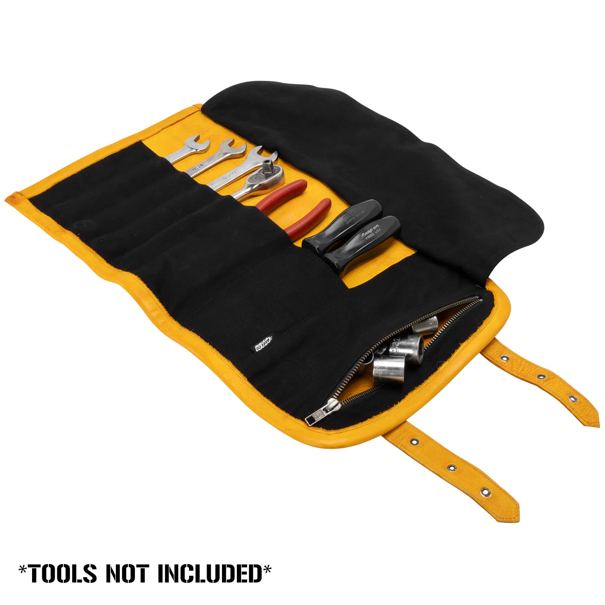 Yellow Spider Web Leather Tool Roll - Image 11