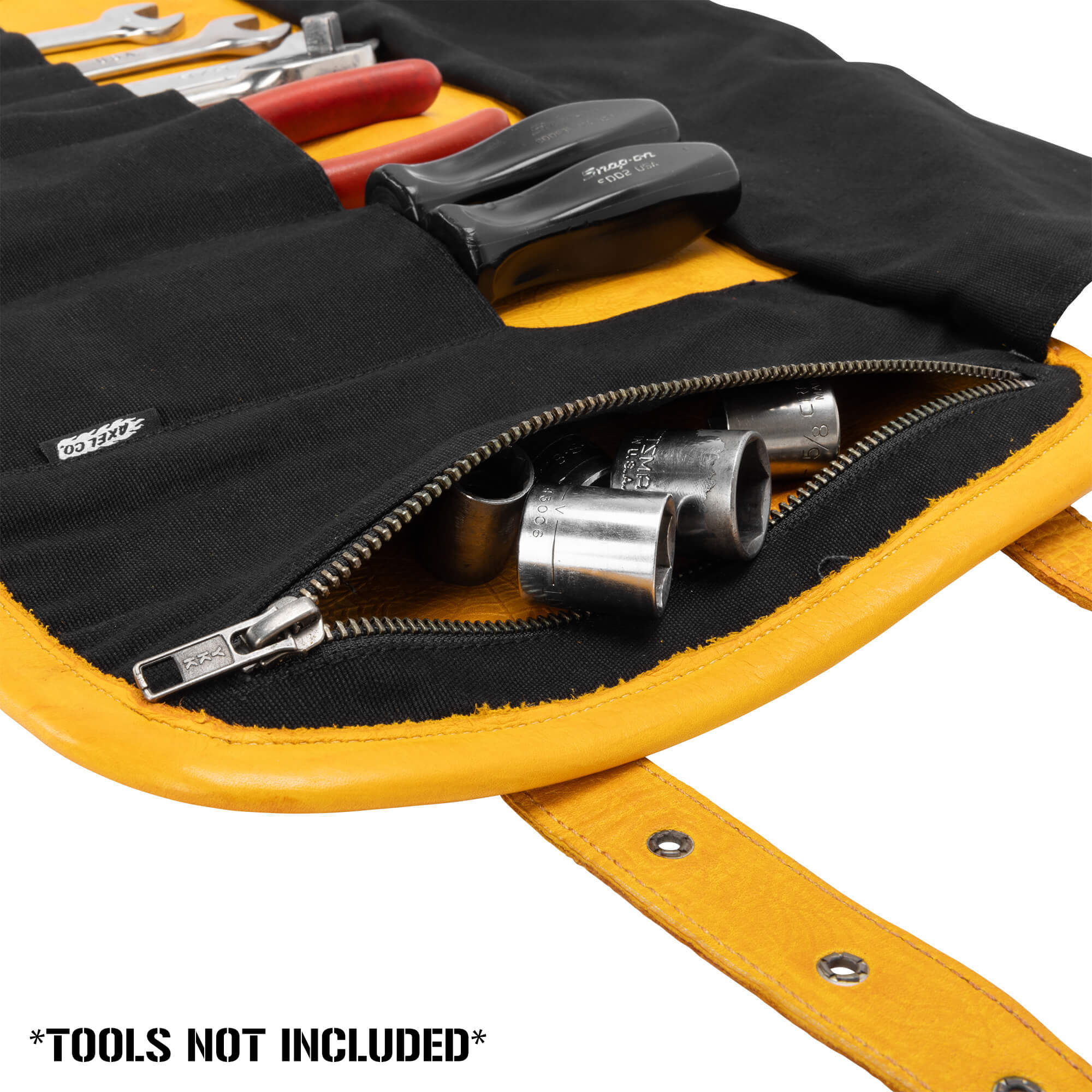 Yellow Spider Web Leather Tool Roll - Image 12
