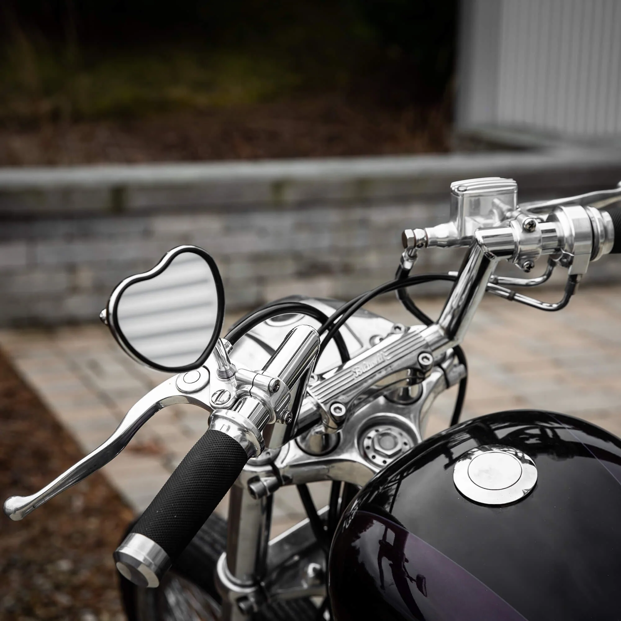 Black Heart Clamp-On Motorcycle Mirror - Image 4