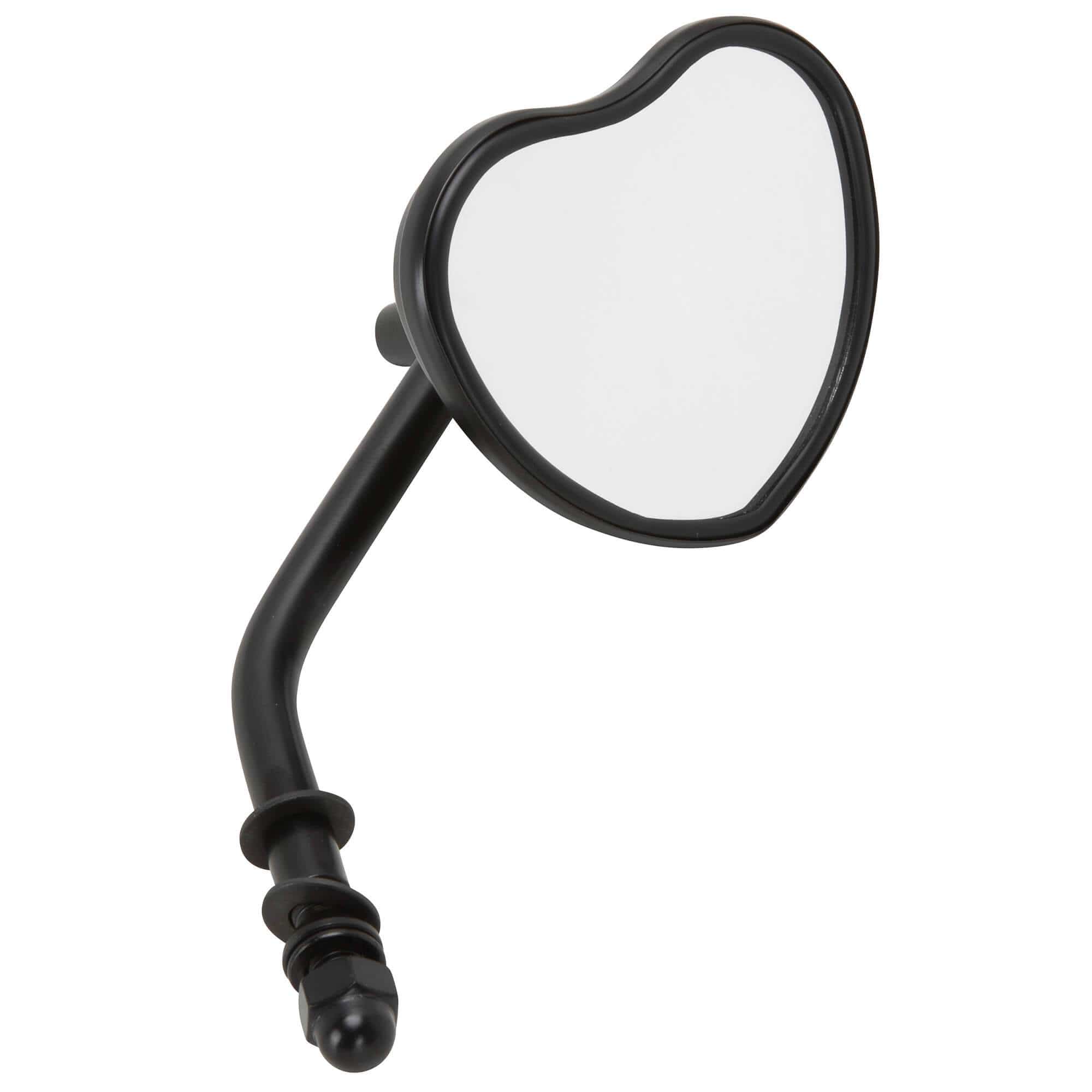 Black Heart Motorcycle Mirror - Perch Mount - Black - Image 2