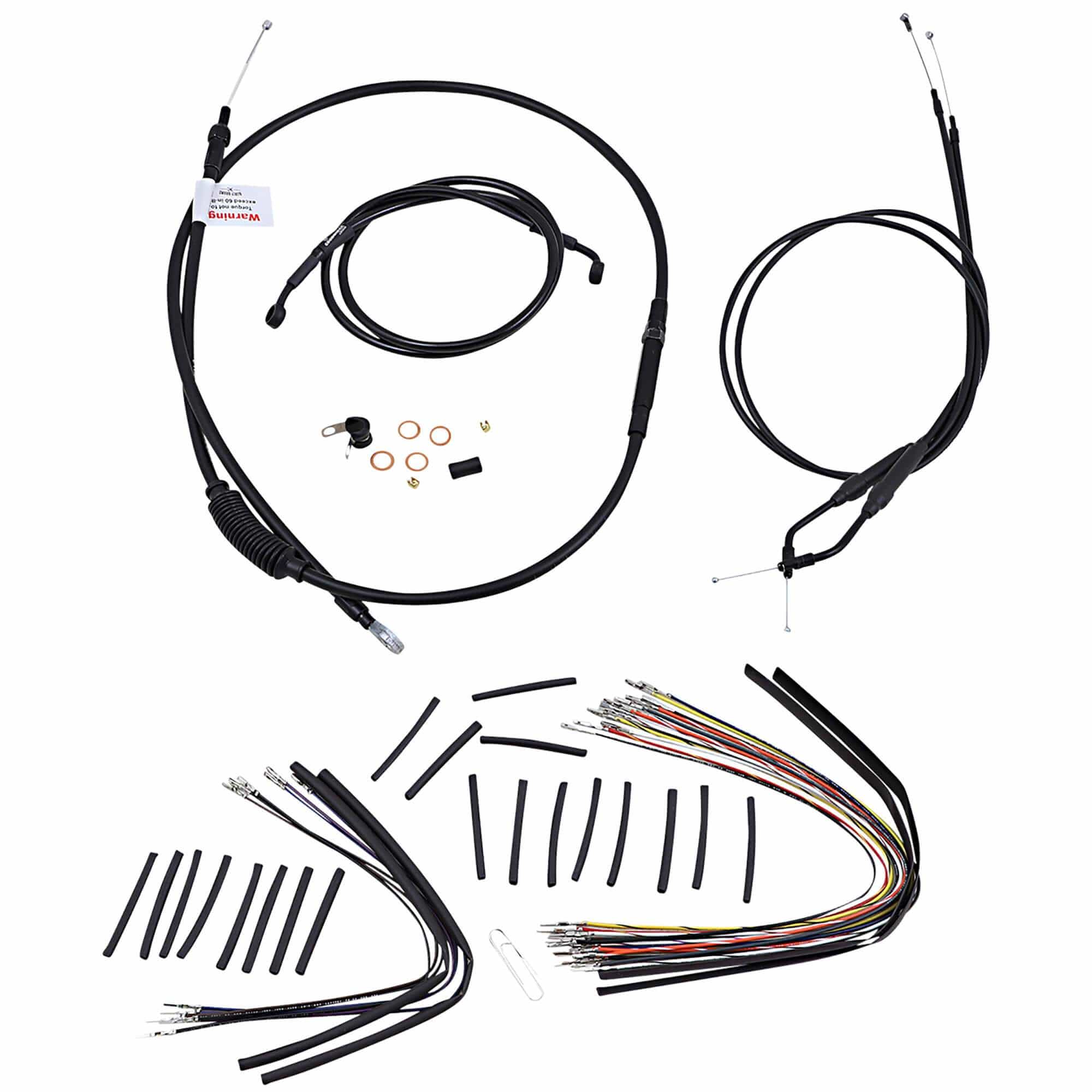 Complete Handlebar Cable/Brake Line Kit for 14" T-Bar Handlebars 07-13 XL Single Disc - Image 2