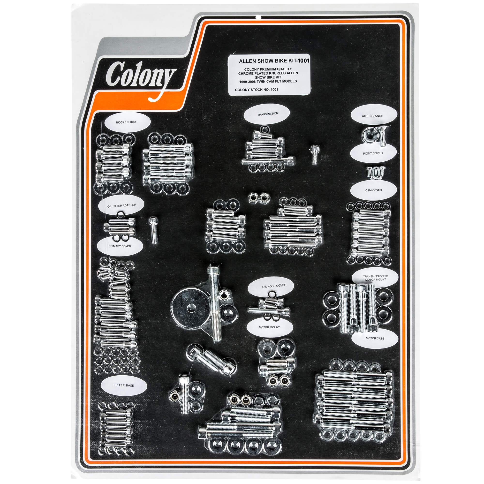 #1001 Complete Show Bike Kit Knurled Allen Hardware 1999-Up Harley-Davidson Twin Cam 88 FLT - Chrome Plated
