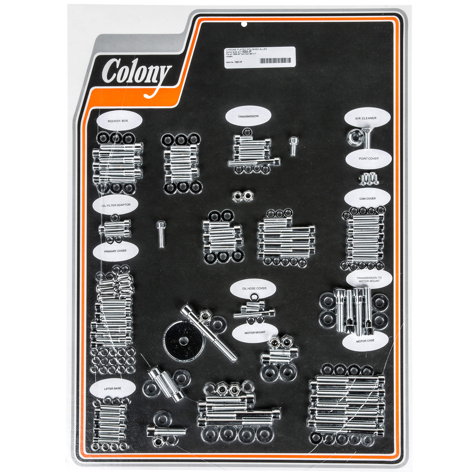 #1001-P Complete Show Bike Kit Smooth Allen Hardware Harley-Davidson 1999-up Twin Cam 88 FLT - Chrome Plated
