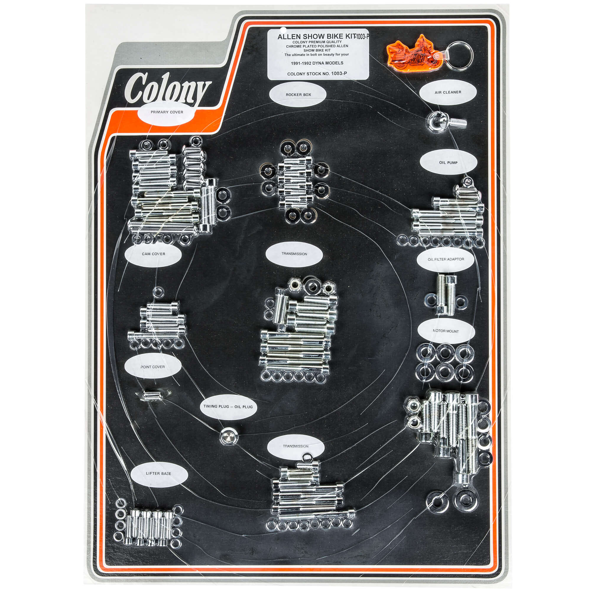 #1003-P Complete Show Bike Kit Smooth Allen Hardware Harley-Davidson 1991-1992 Dyna - Chrome Plated