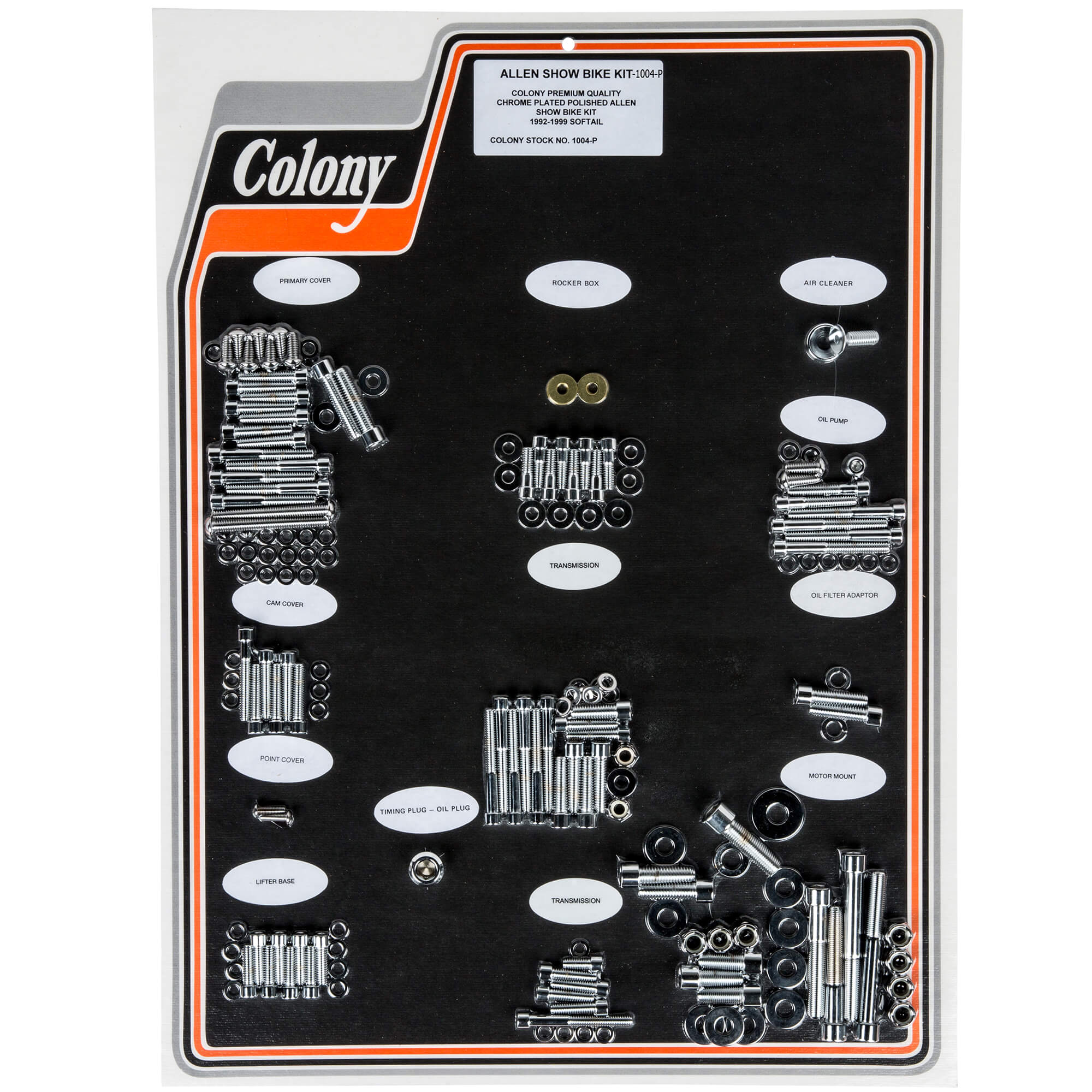 #1004-P Complete Show Bike Kit Smooth Allen Hardware Harley-Davidson 1992-1999 Softail - Chrome Plated