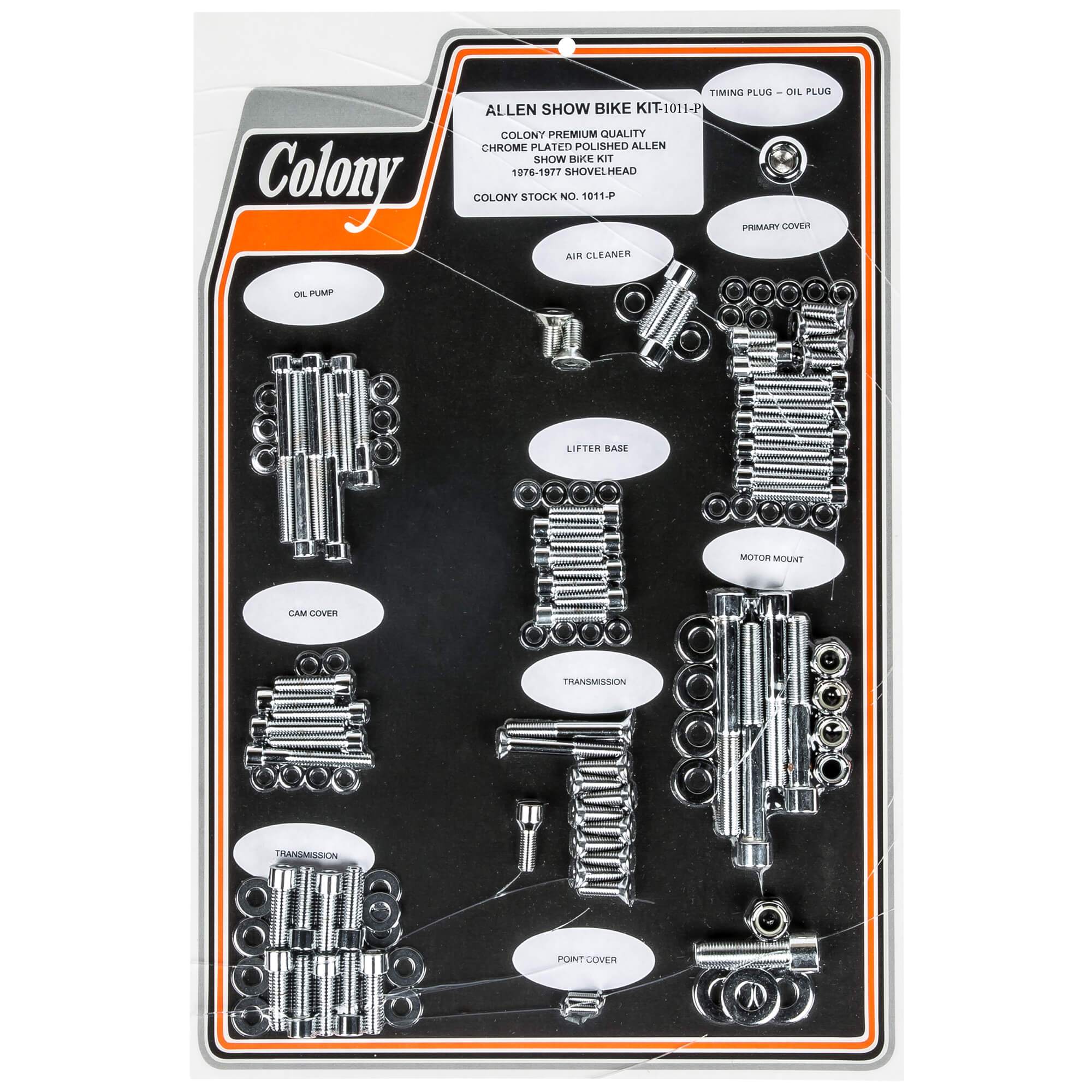 #1011-P Complete Show Bike Kit Smooth Allen Hardware 1976-1977 Harley-Davidson Shovelhead - Chrome Plated