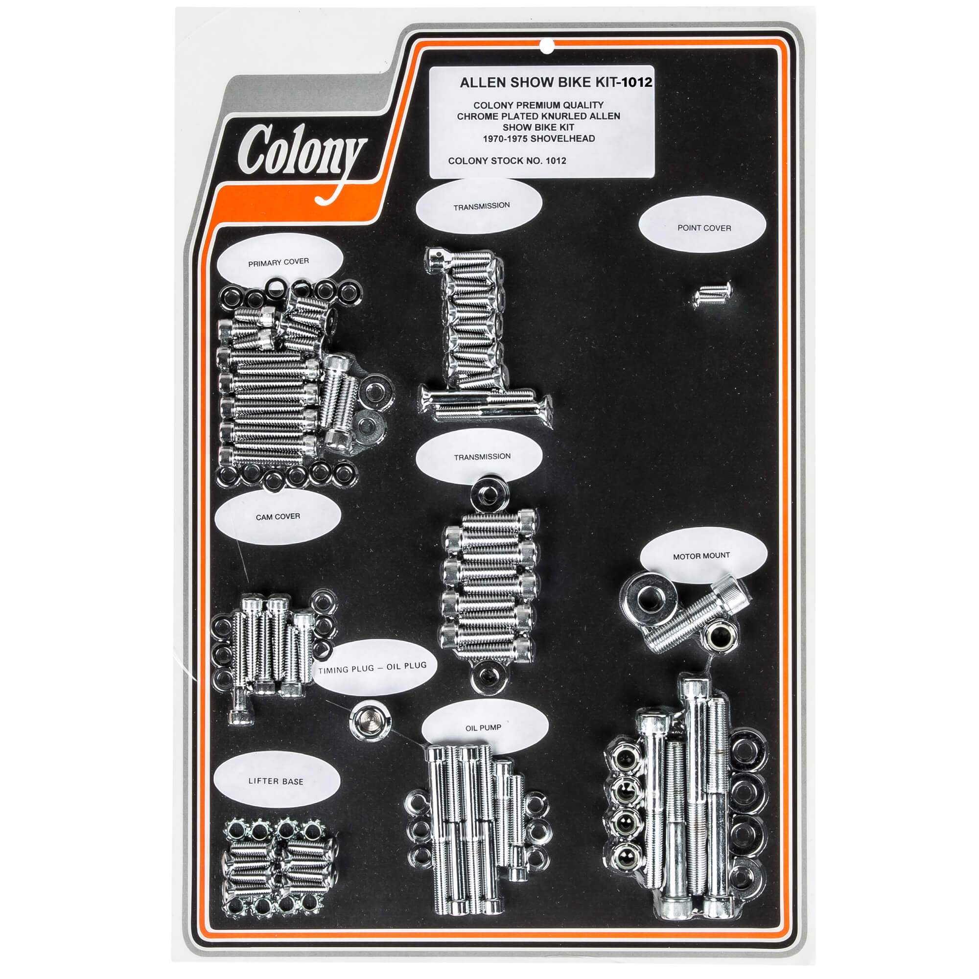 #1012 Complete Show Bike Kit Knurled Allen Hardware 1970-1975 Harley-Davidson Shovelhead - Chrome Plated