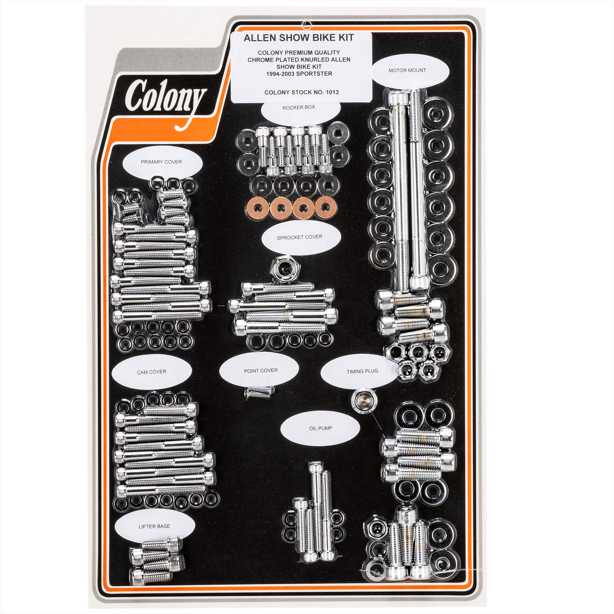 #1013 Complete Show Bike Kit Allen Knurled Hardware 1994-2003 Harley-Davidson Sportster - Chrome Plated