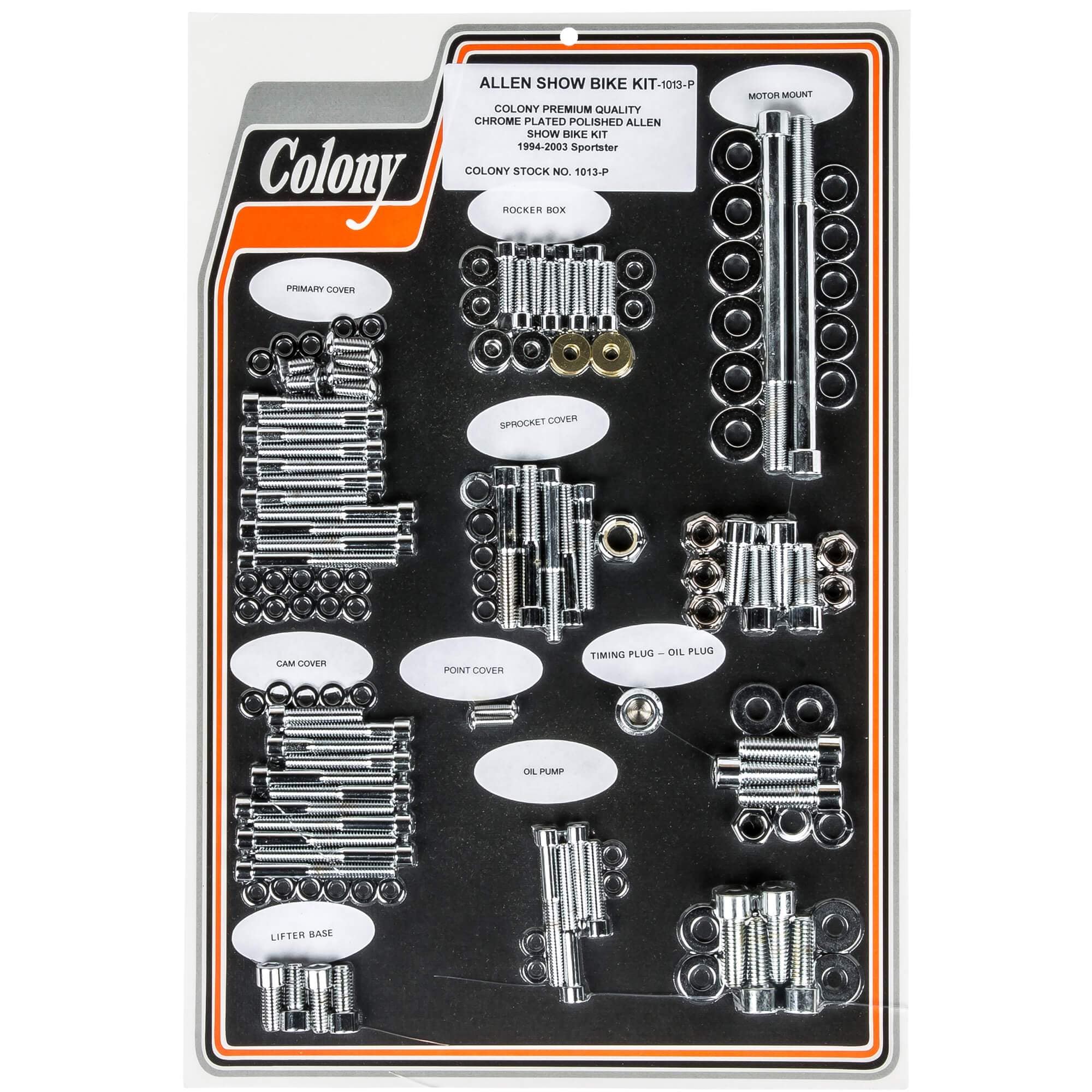 #1013-P Complete Show Bike Kit Smooth Allen Hardware 1994-2003 Harley-Davidson Sportster - Chrome Plated