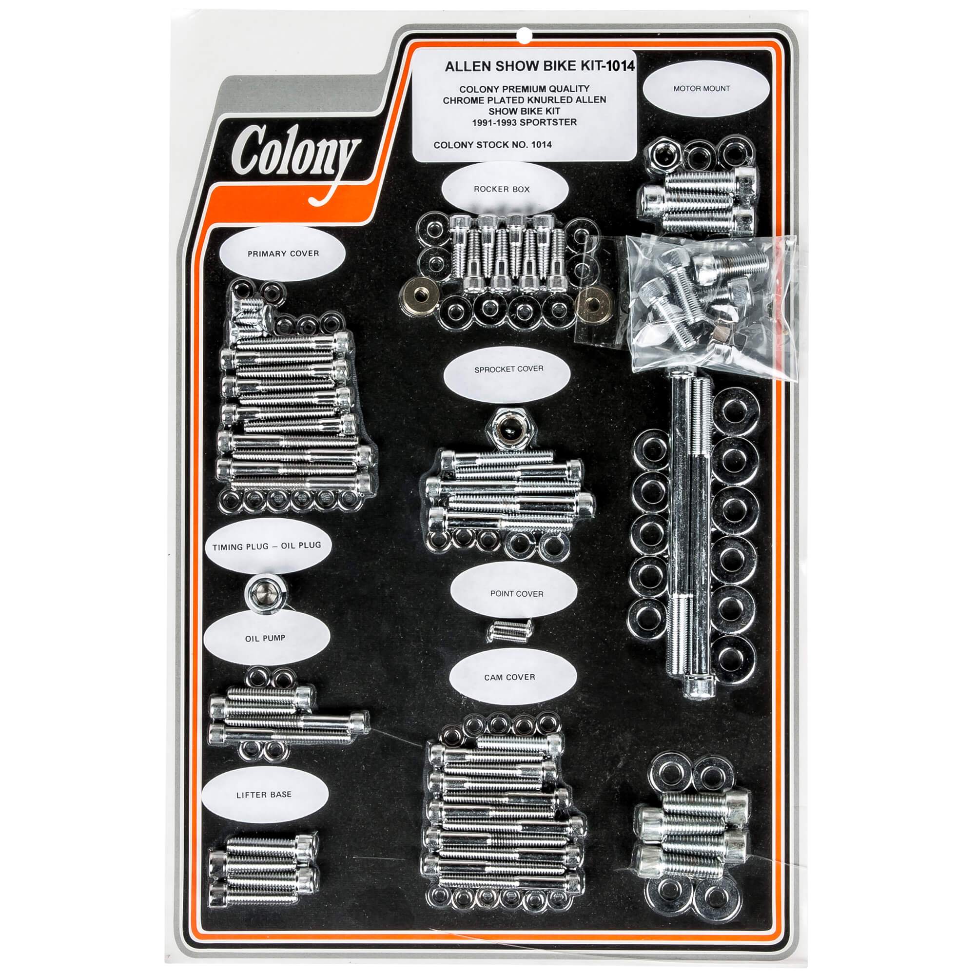 #1014 Complete Show Bike Kit Knurled Allen Hardware 1991-1993 Harley-Davidson Sportster - Chrome Plated