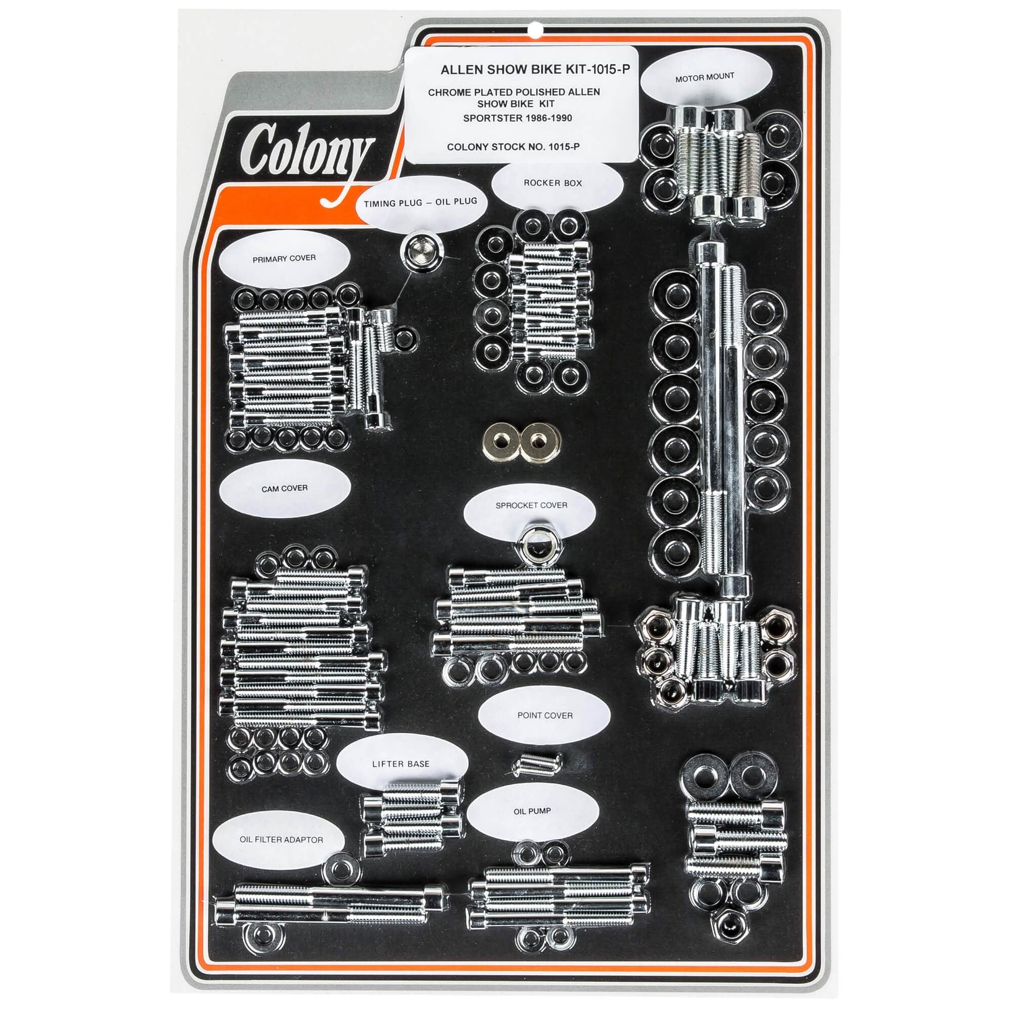 #1015 Complete Show Bike Kit Knurled Allen Hardware 1986-1990 Harley-Davidson Sportster - Chrome Plated