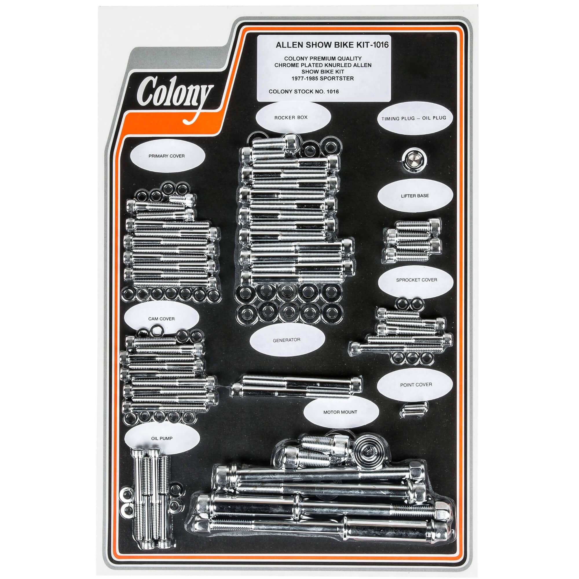 #1016 Complete Show Bike Kit Knurled Allen Hardware 1977-1985 Harley-Davidson Sportster - Chrome Plated