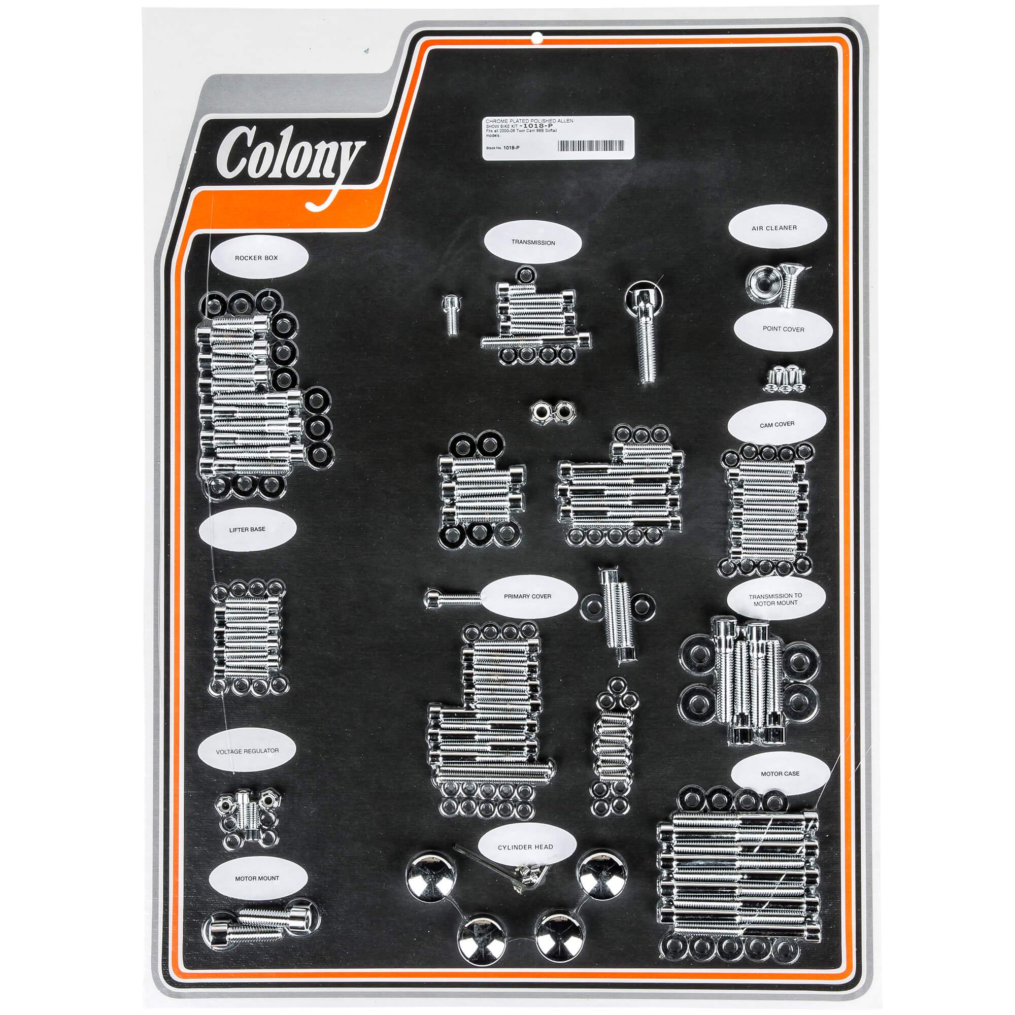 #1018-P Complete Show Bike Kit Smooth Allen Hardware 2000-2006 Harley-Davidson Twin Cam 88B Softail - Chrome Plated