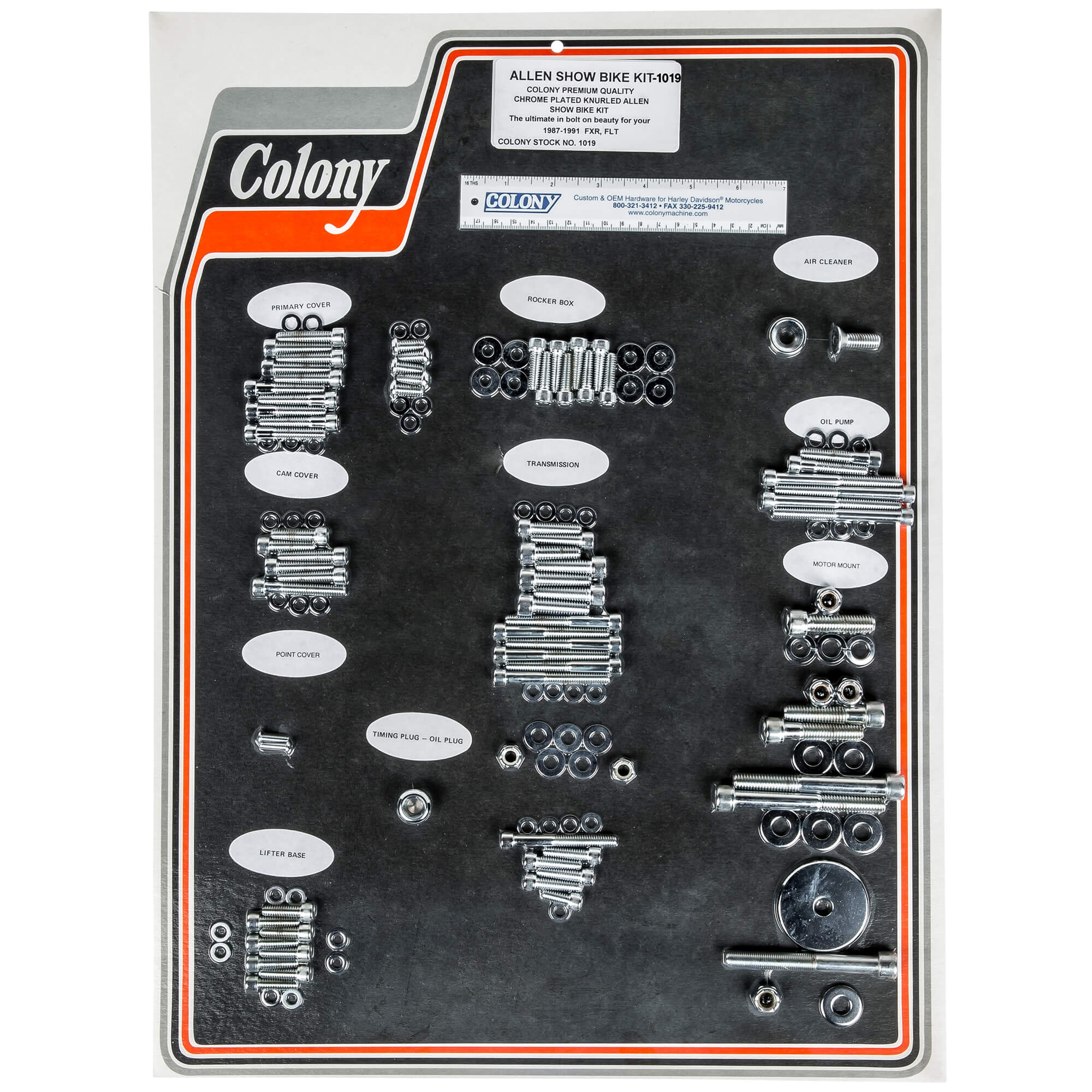 #1019 Complete Show Bike Kit Allen Hardware Harley-Davidson 1987-1991 FLT/FXR - Chrome Plated