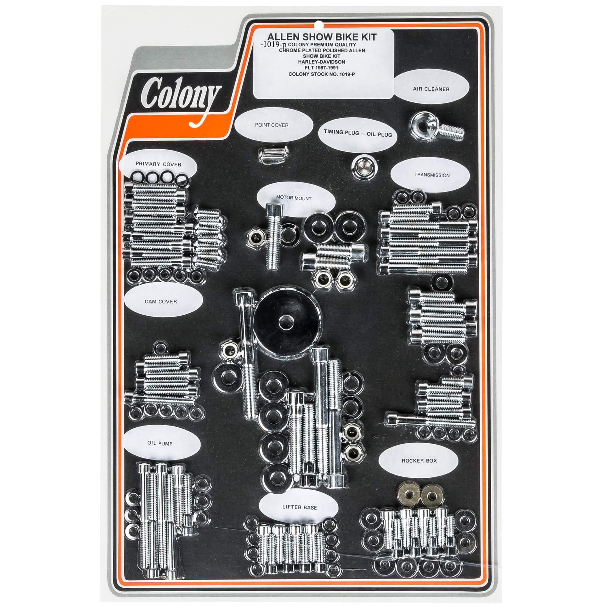 #1019-P Complete Show Bike Kit Smooth Allen Hardware 1987-1991 Harley-Davidson FLT/FXR - Chrome Plated