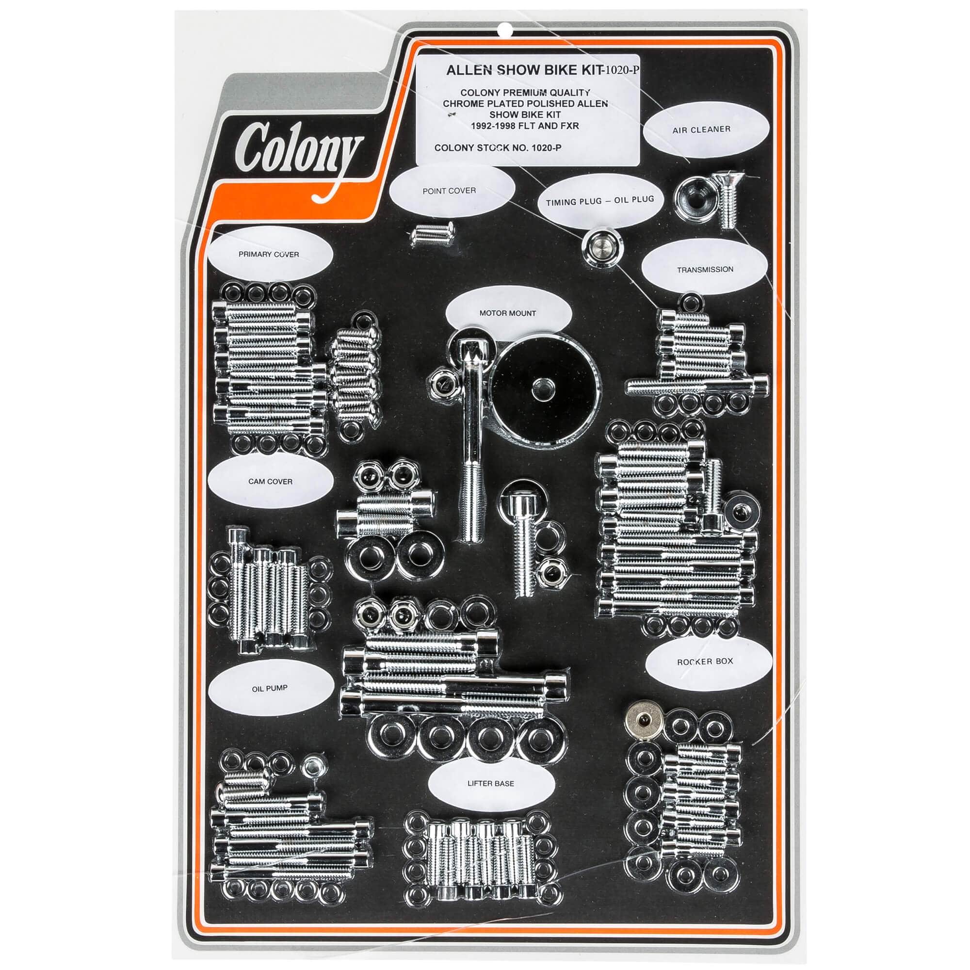 #1020-P Complete Show Bike Kit Smooth Allen Hardware 1992-1998 Harley-Davidson FLT/FXR - Chrome Plated