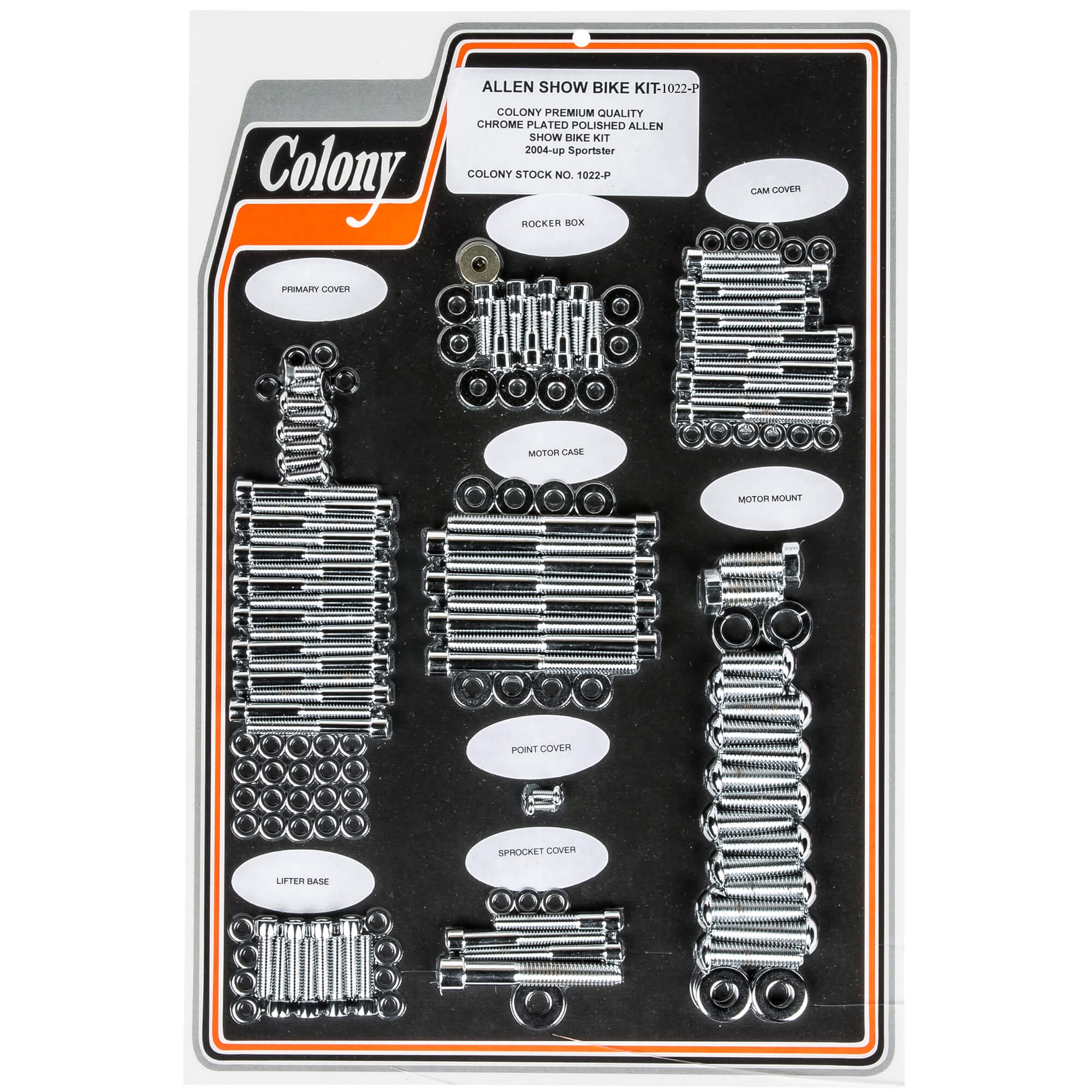 #1022-P Complete Show Bike Kit Smooth Allen Hardware Harley-Davidson 2004-up Sportster - Chrome Plated