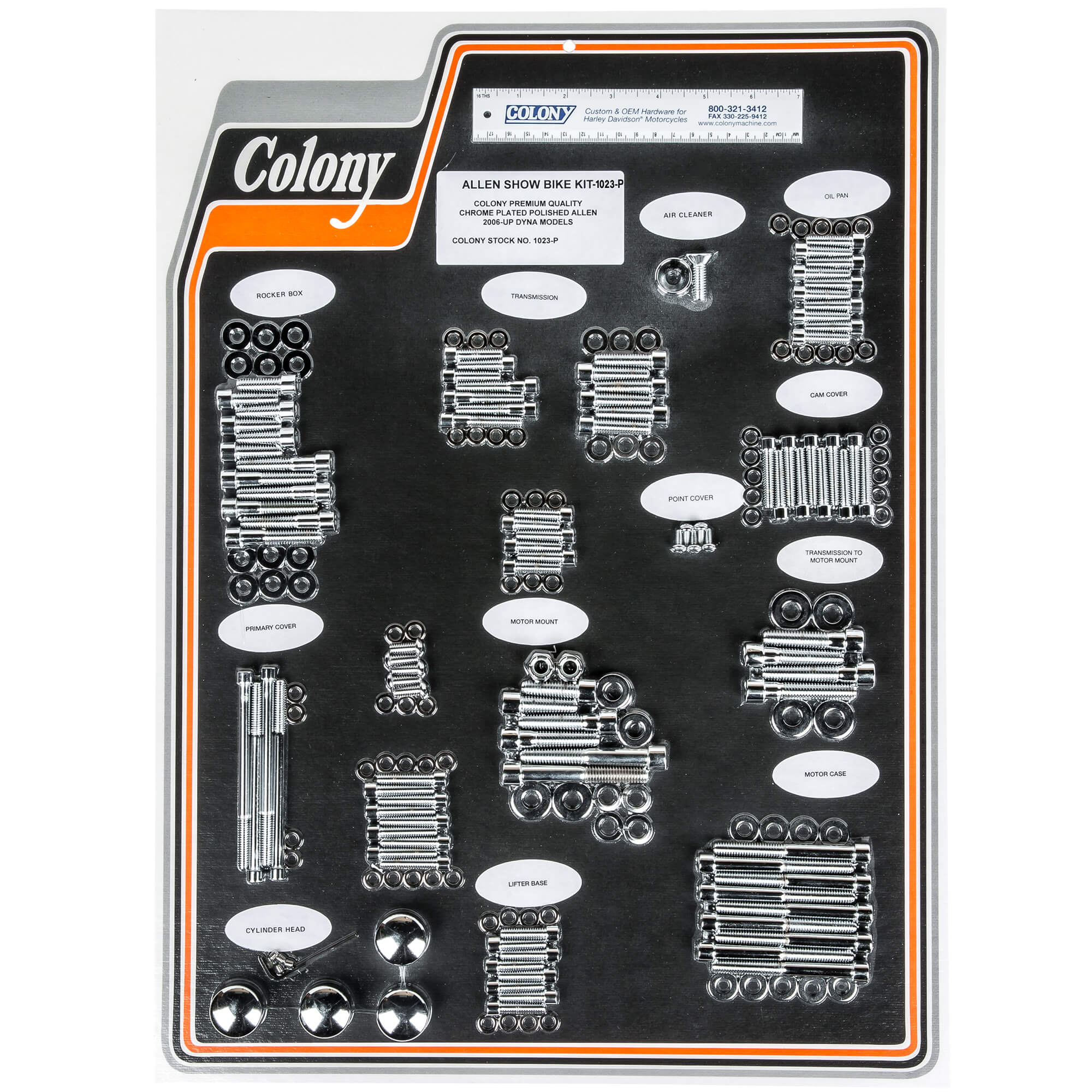 #1023-P Complete Show Bike Kit Smooth Allen Hardware Harley-Davidson 2006-up Dyna - Chrome Plated