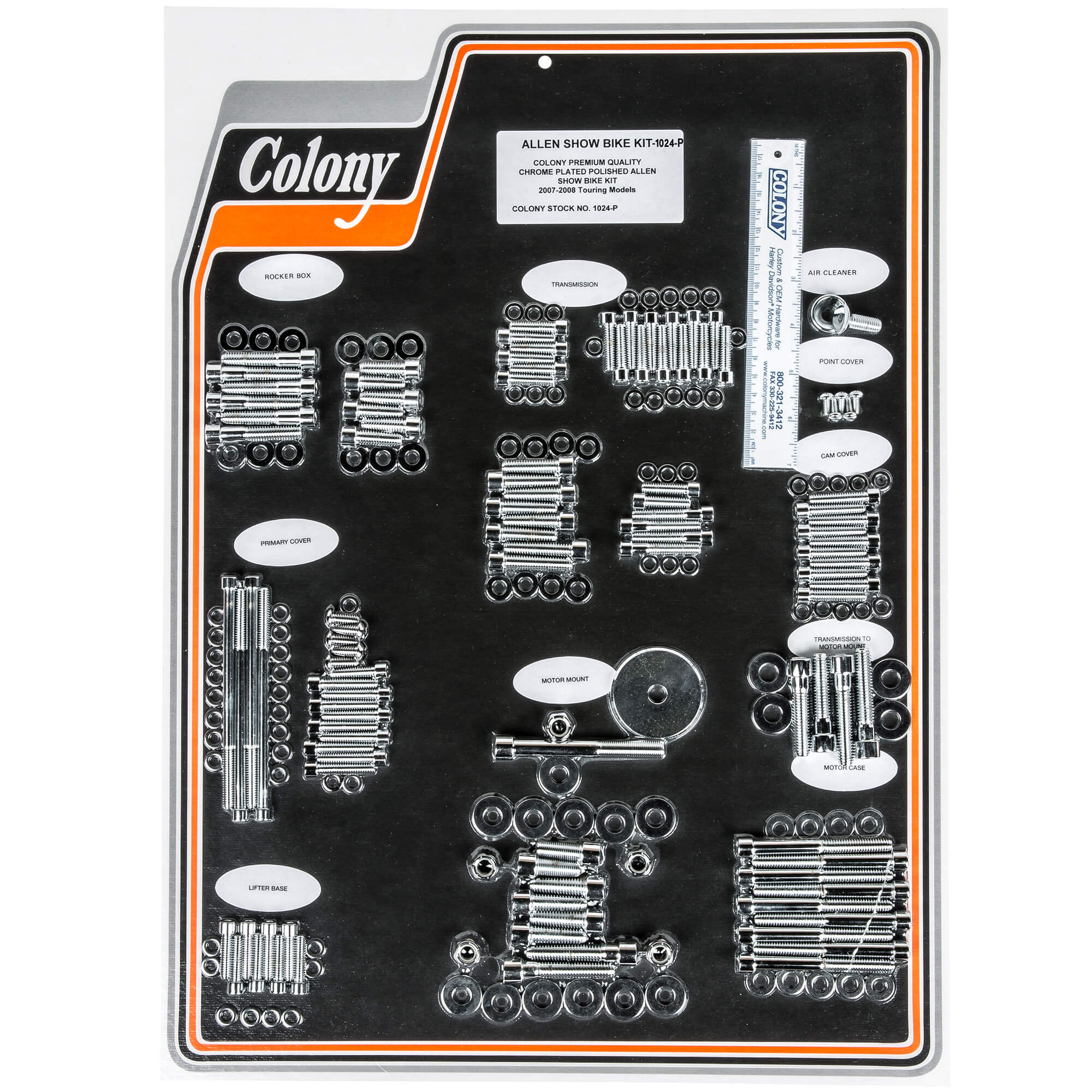 #1024 Complete Show Bike Kit Allen Hardware Harley-Davidson 2007-2008 FLT - Chrome Plated