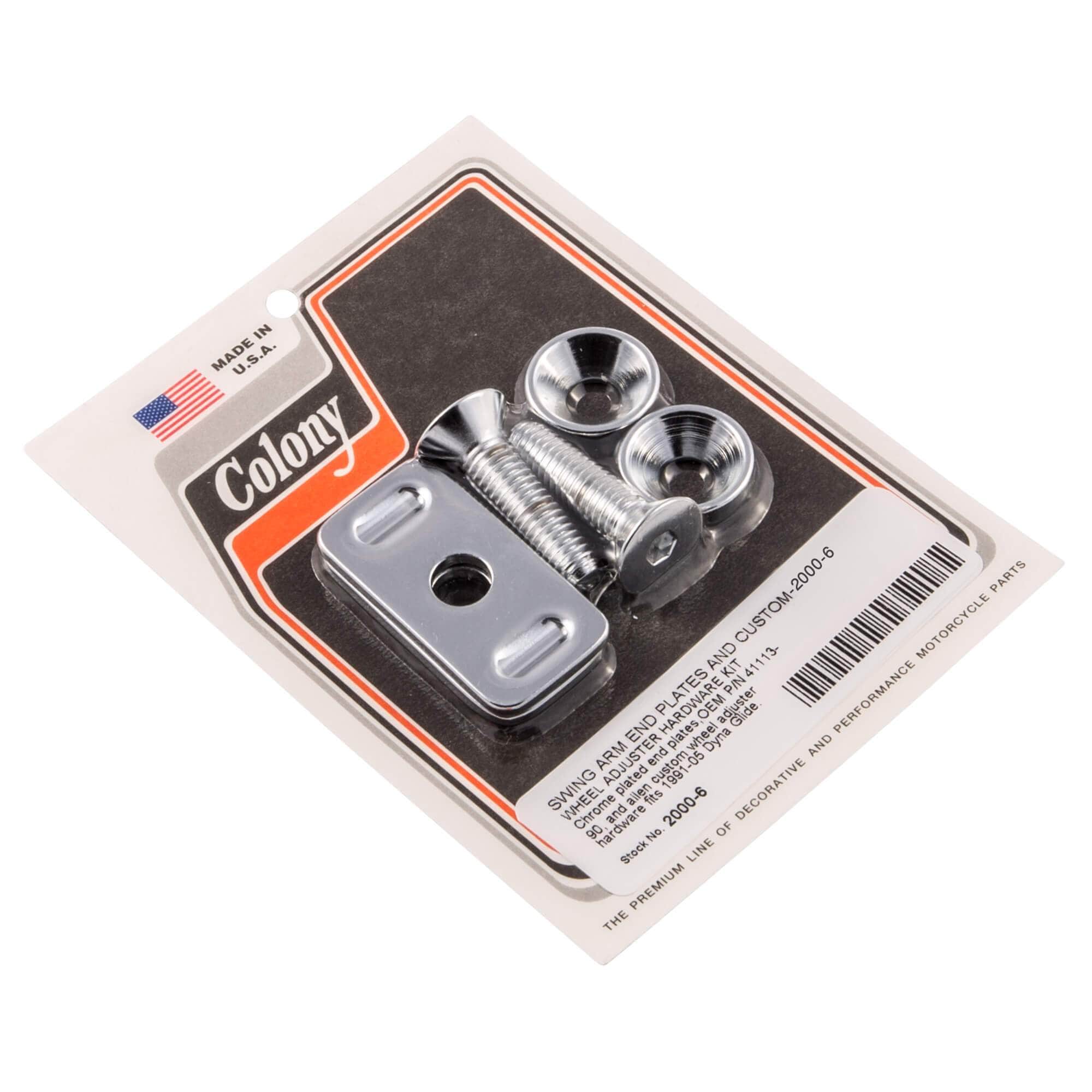 #2000-6 Swing Arm End Plates/Wheel Adjuster 1991-2005 Harley-Davidson Dyna Glide - Chrome Plated