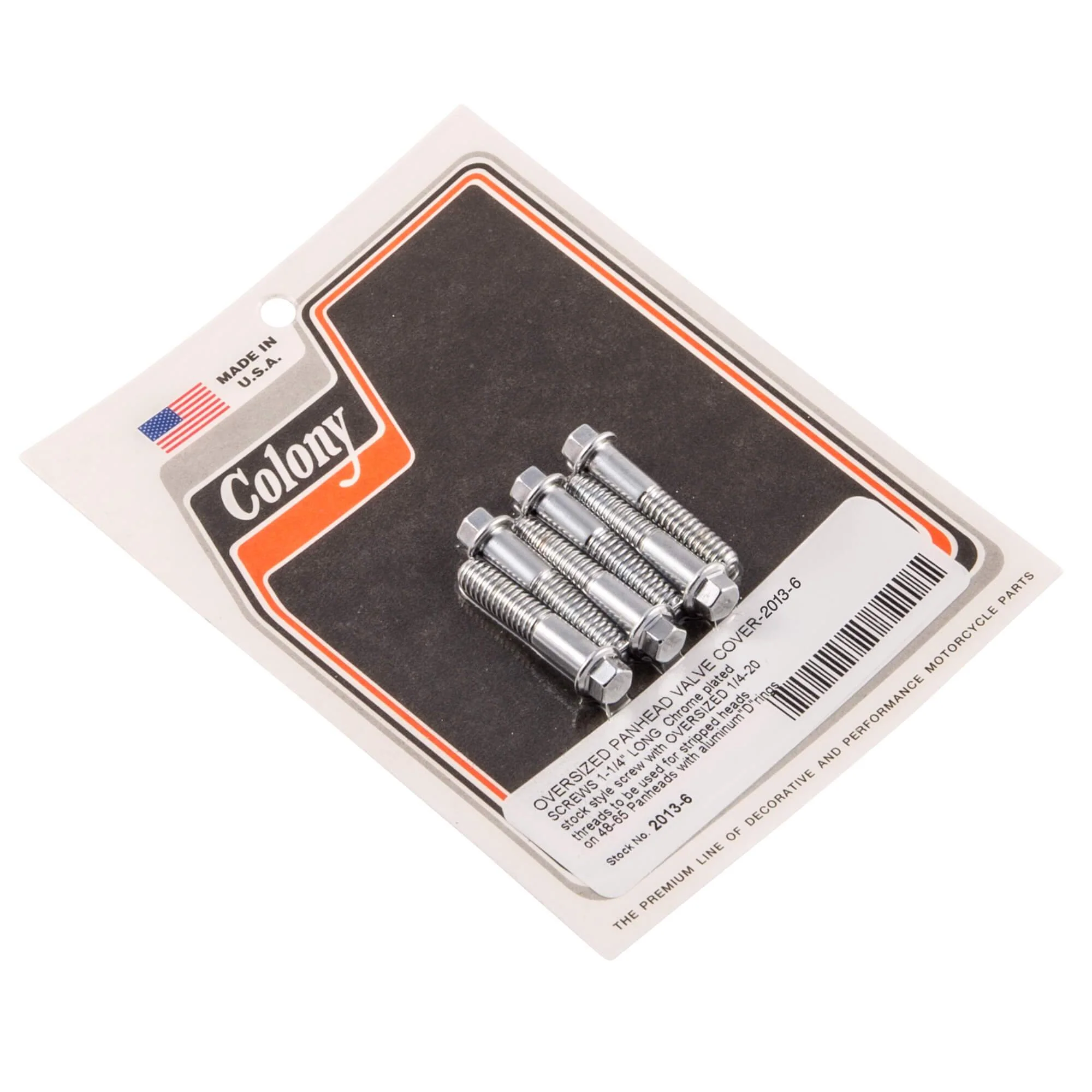 #2014-6 Oversize Panhead Valve Cover Screws 1948-1965 Harley-Davidson Panhead W/Alloy D Rings - Chrome Plated