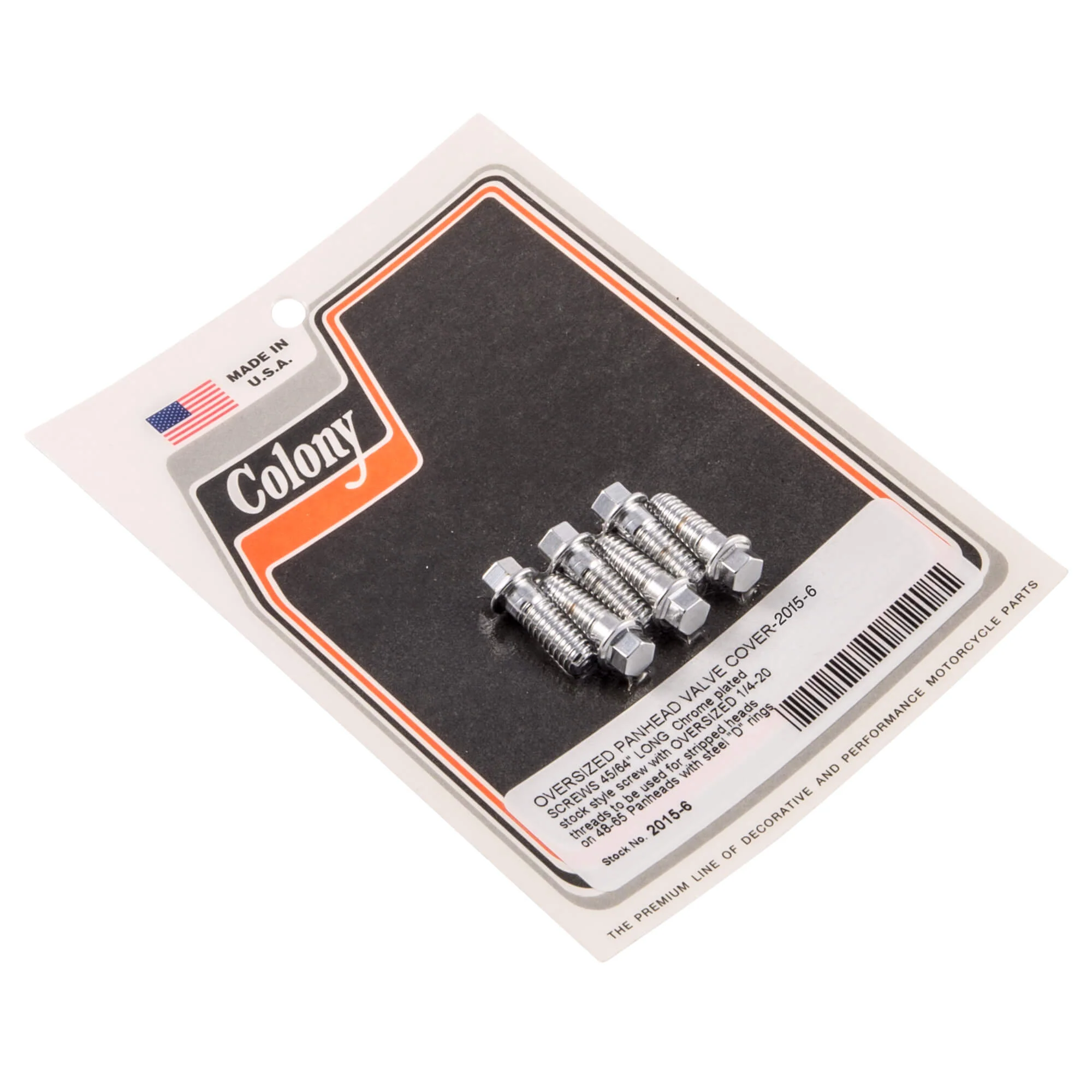 #2015-6 Oversize Valve Cover Screws 1948-1965 Harley-Davidson Panhead W/Steel D Rings - CAD Plated