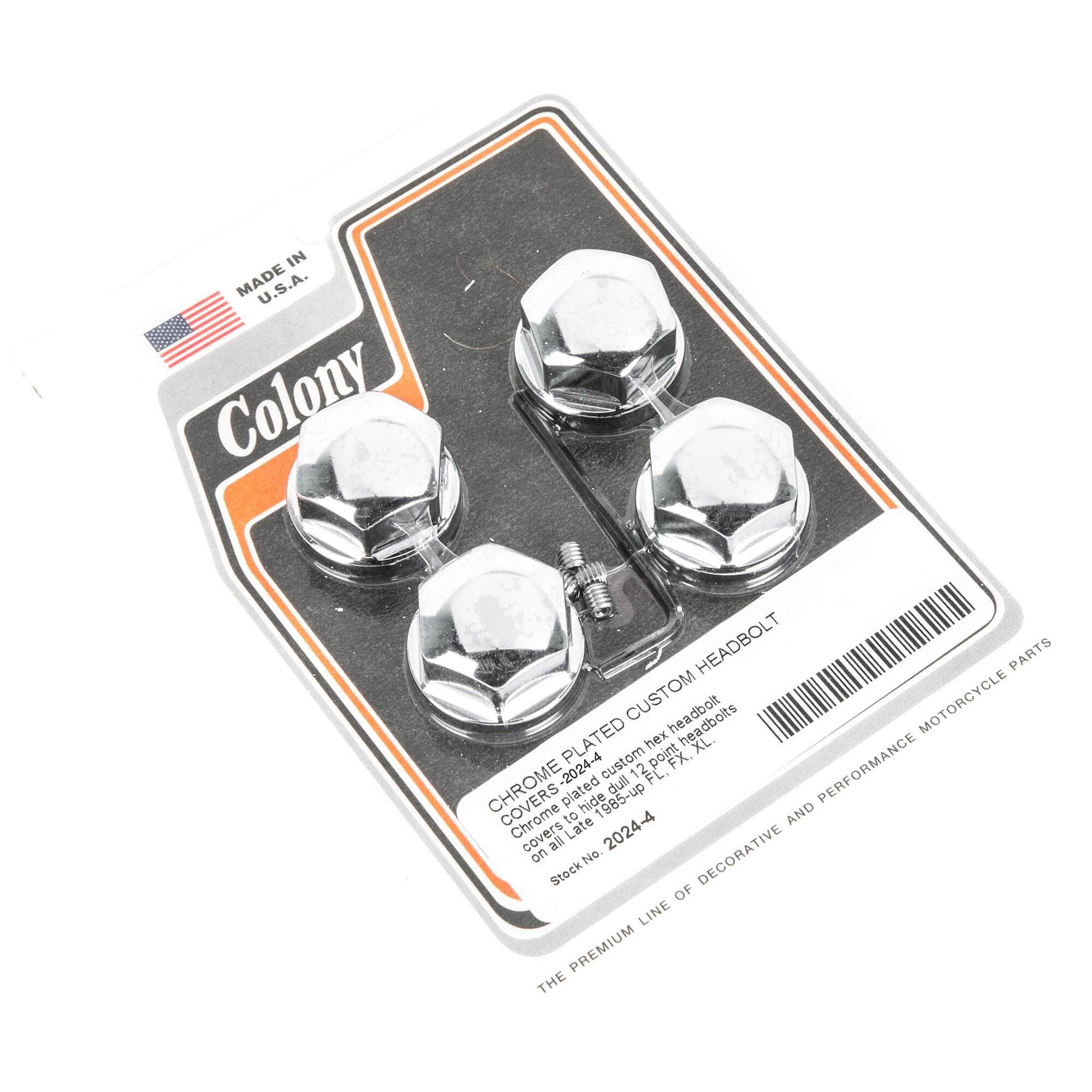 #2024-4 Headbolt Covers L1985-Up Harley-Davidson FL/FX/XL - Chrome Plated - Image 2