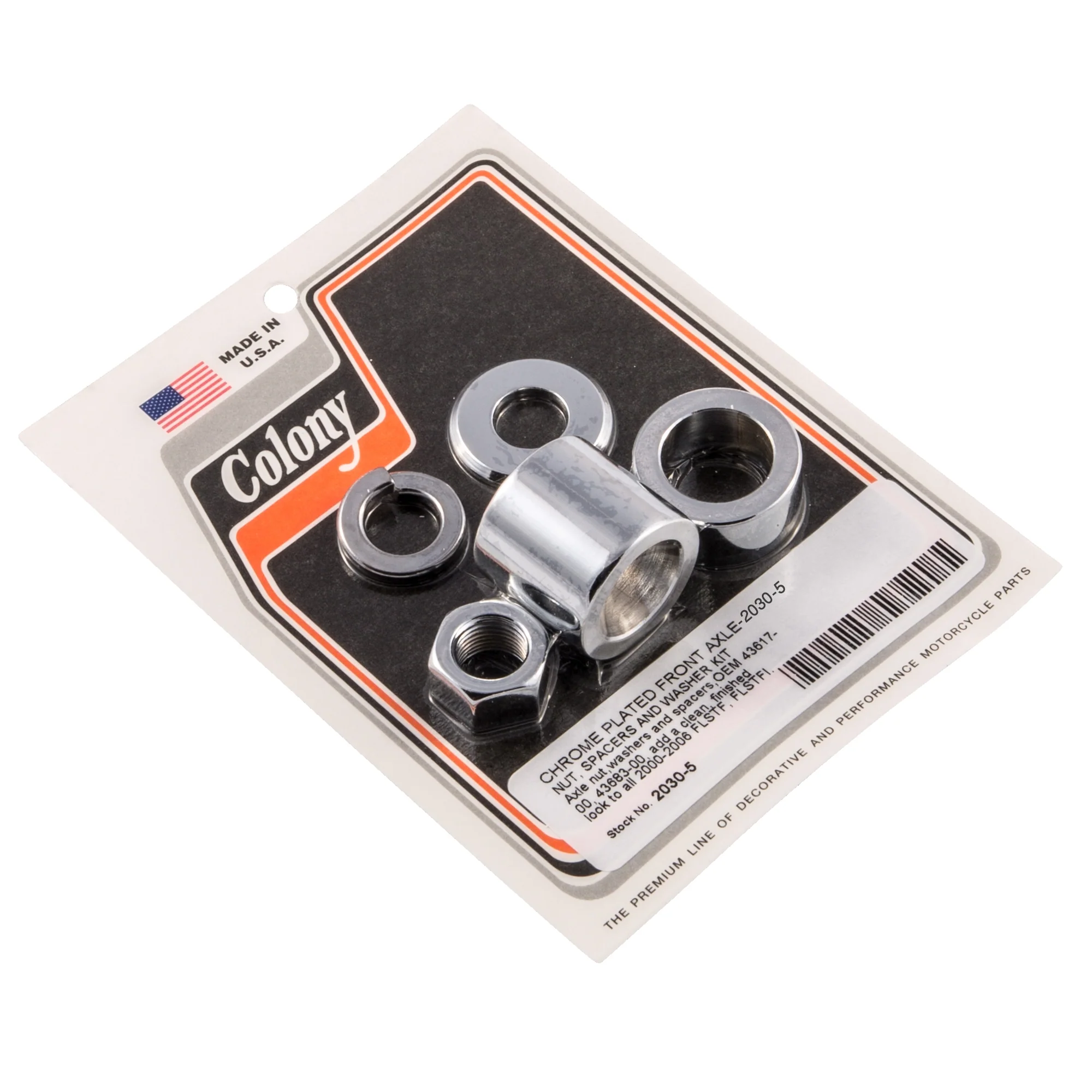 #2030-5 Front Axle Nut Smooth Spacer Kit 2000-2006 Harley-Davidson FLSTF/FLSTF - Chrome Plated