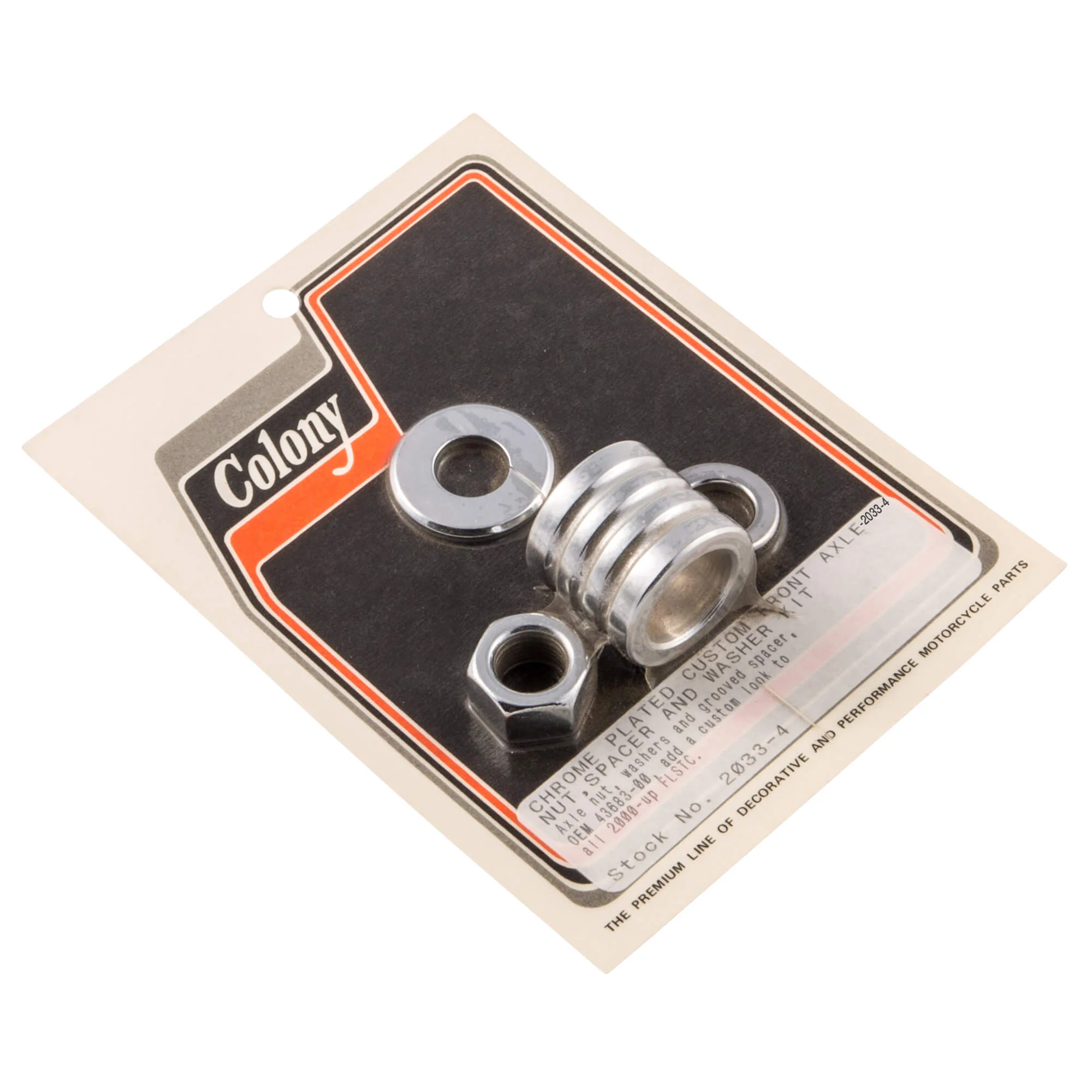 #2033-4 Front Axle Nut Grooved Spacer Kit 2000-2006 Harley-Davidson FLSTC - Chrome Plated