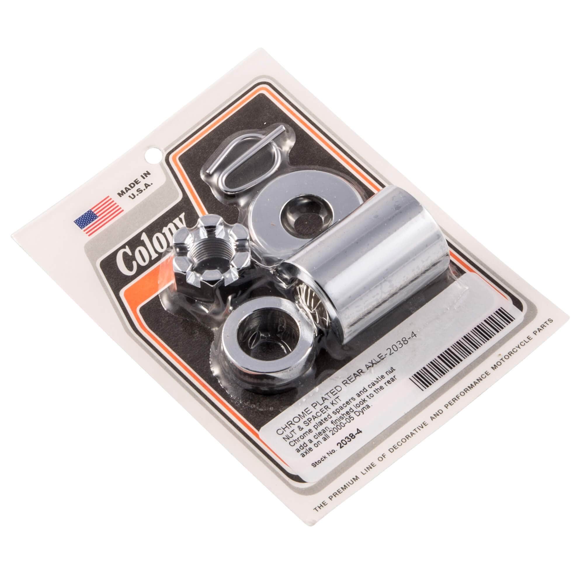 #2038-4 Rear Axle Nut Smooth Spacer Kit 2000-2005 Harley-Davidson Dyna - Chrome Plated