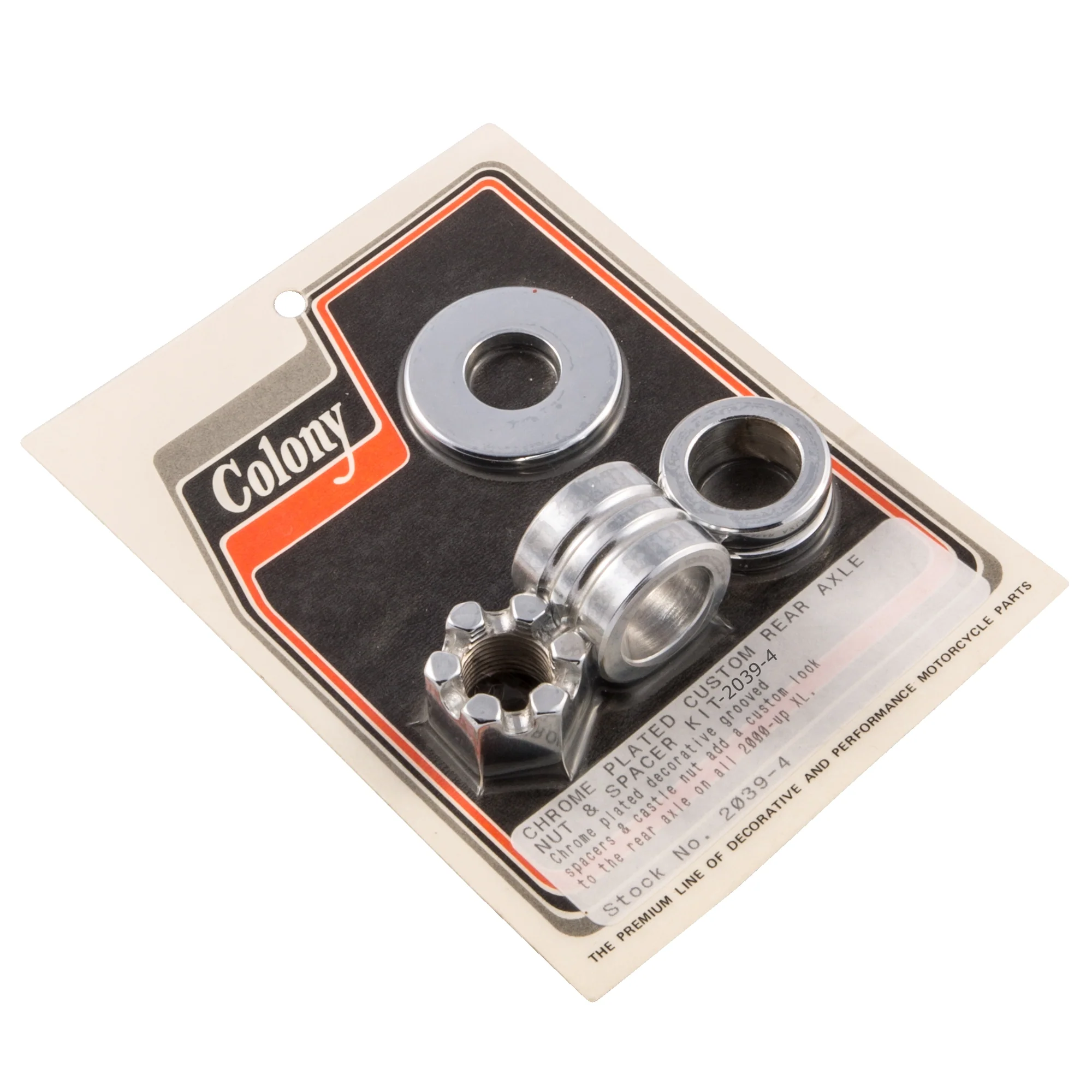 #2039-4 Rear Axle Nut Grooved Spacer Kit 2000-2003 Harley-Davidson XL- Chrome Plated