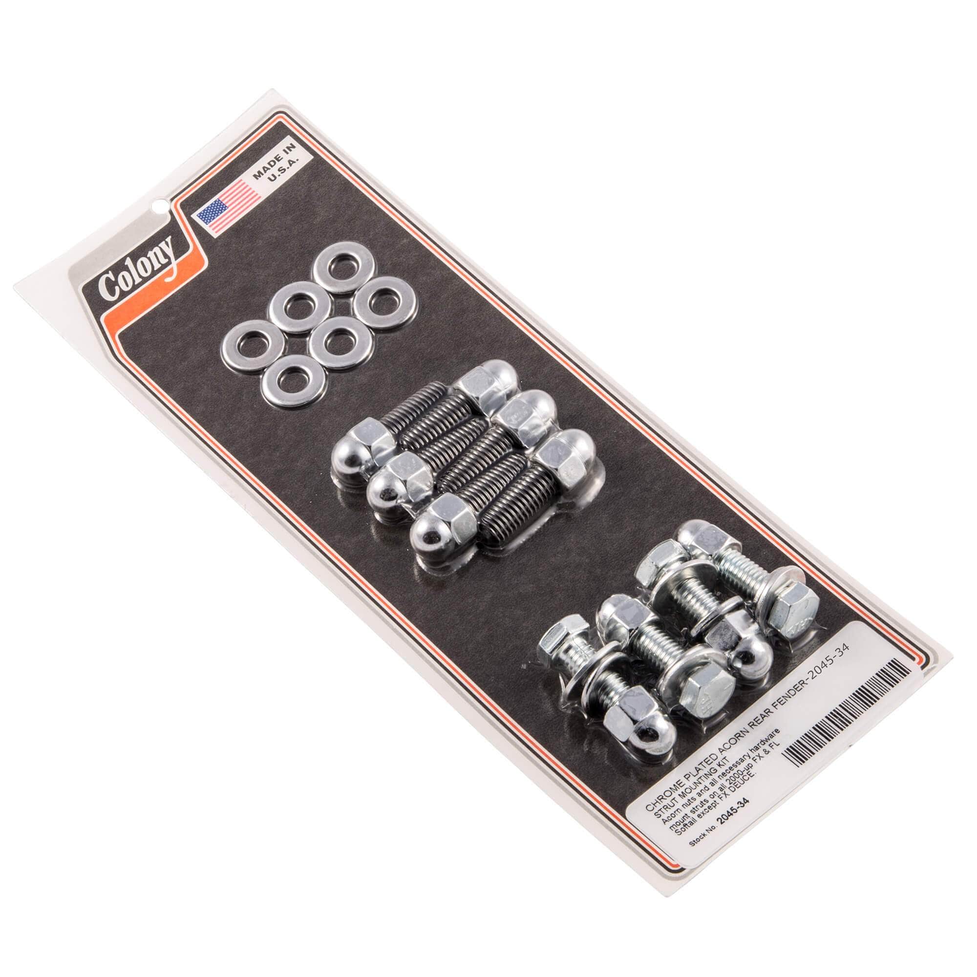 #2045-34 Fender Strut Mounting Allen Kit 2000-Up Harley-Davidson FX/FL/Softail - Chrome Plated