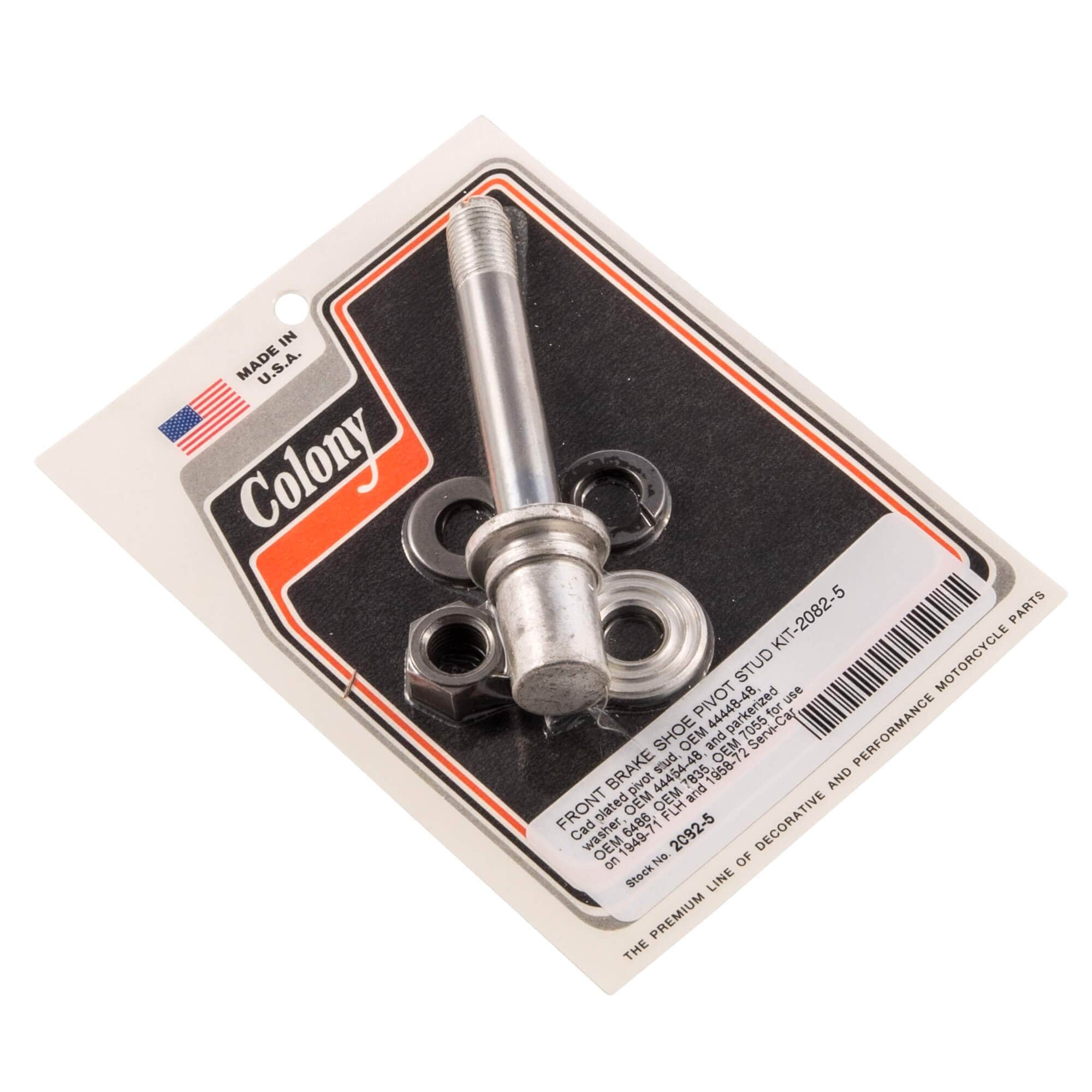 #2082-5 Front Brake Shoe Pivot Stud Kit 1949-1971 Harley-Davidson FLH 1958-1972 Servi-car - CAD Plated