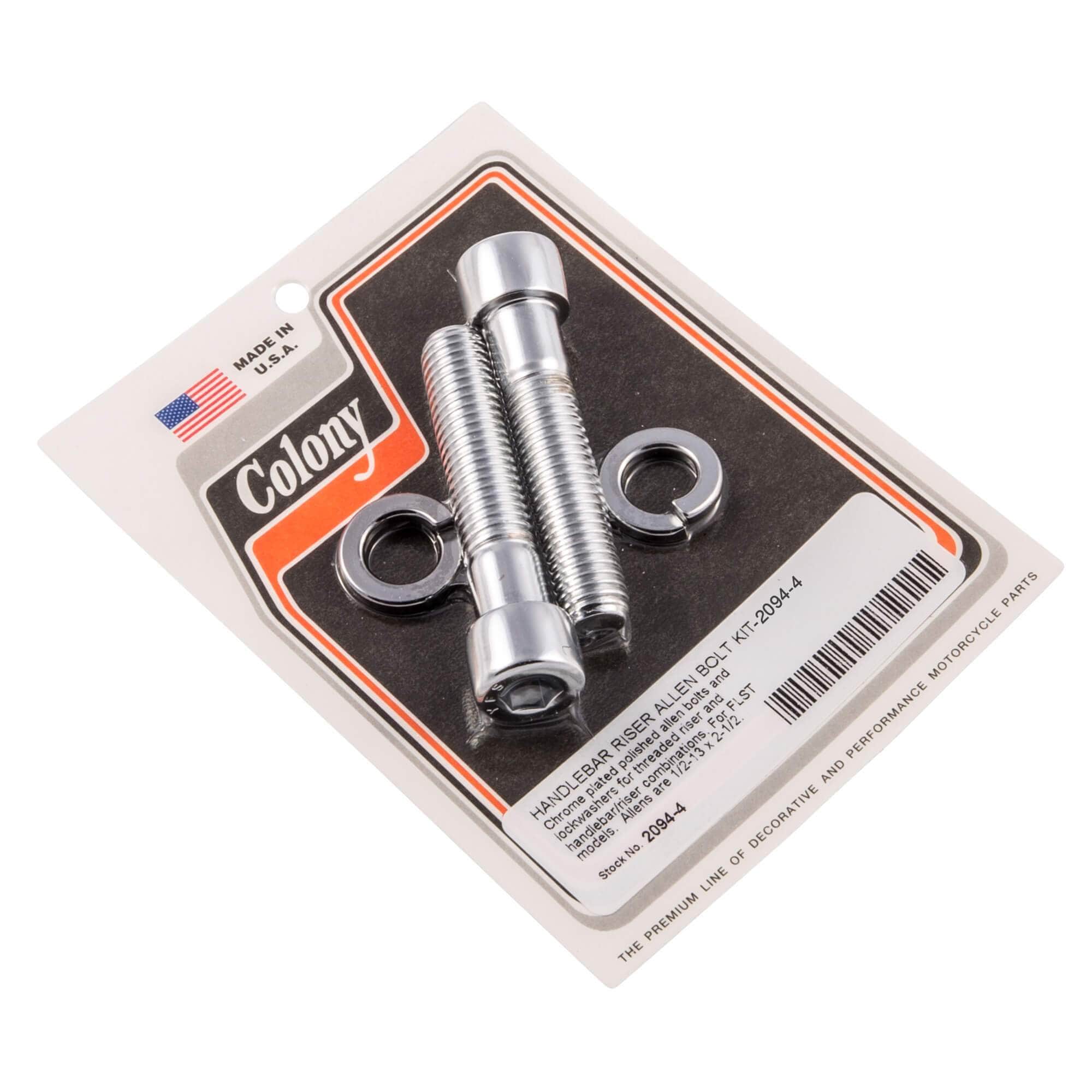 #2094-4 Handlebar Riser Allen Bolt Kit 1/2-13 x 2-1/2" Harley-Davidson FLST Models - Chrome Plated